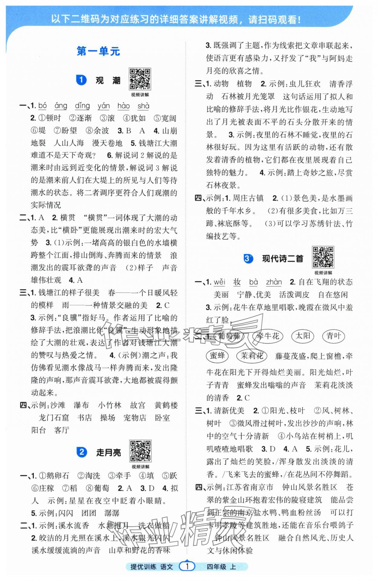 2025年阳光同学课时提优训练四年级语文上册人教版 第1页