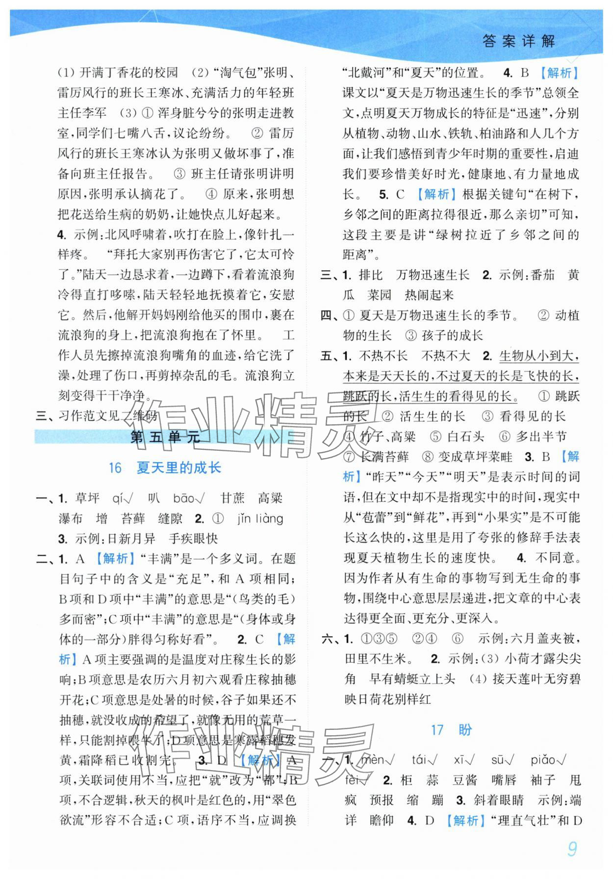 2025年小題狂做培優(yōu)作業(yè)本六年級語文上冊人教版 第9頁