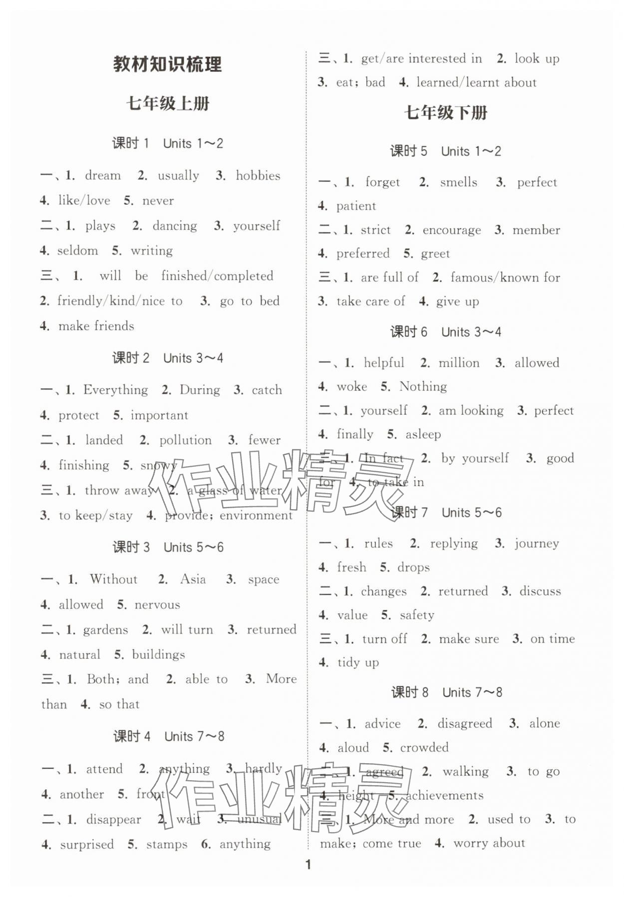 2025年通城学典默写能手中考英语沪教版 第1页