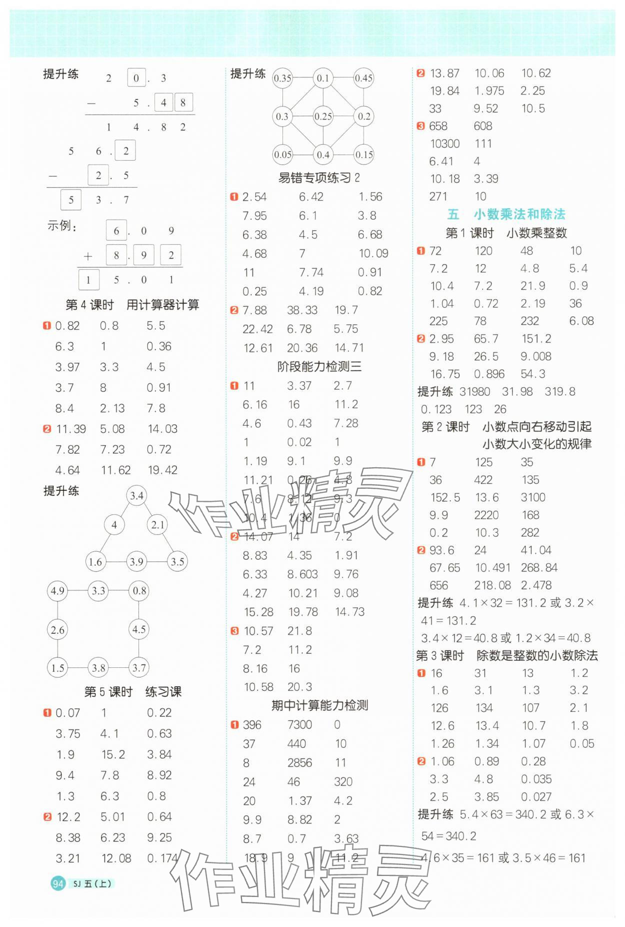 2025年陽光同學計算小達人五年級數學上冊蘇教版 第4頁