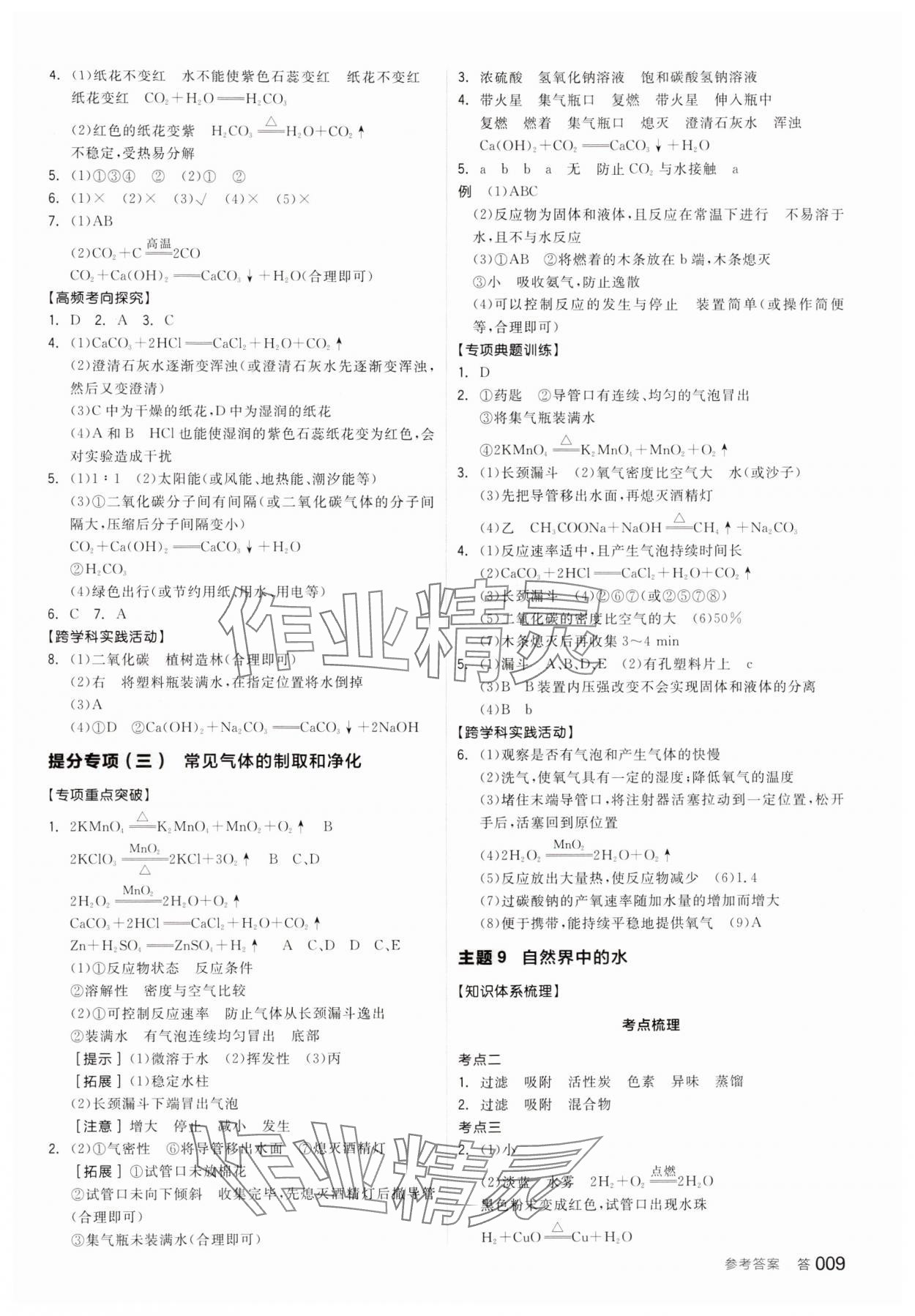 2025年全品中考復(fù)習(xí)方案化學(xué)聽課手冊(cè)福建專版 參考答案第8頁