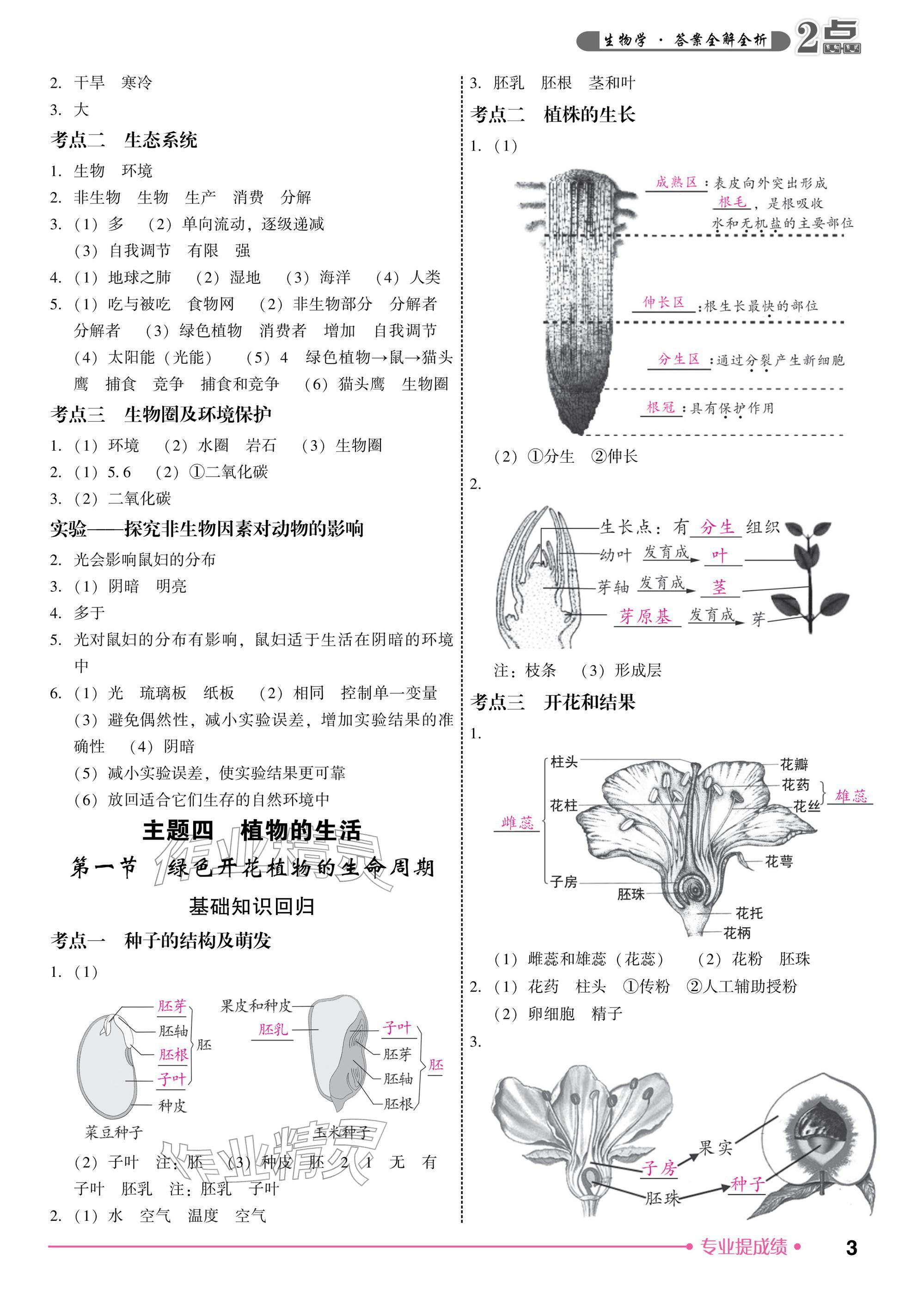 2026年2点备考案生物中考&nbsp;参考答案第3页