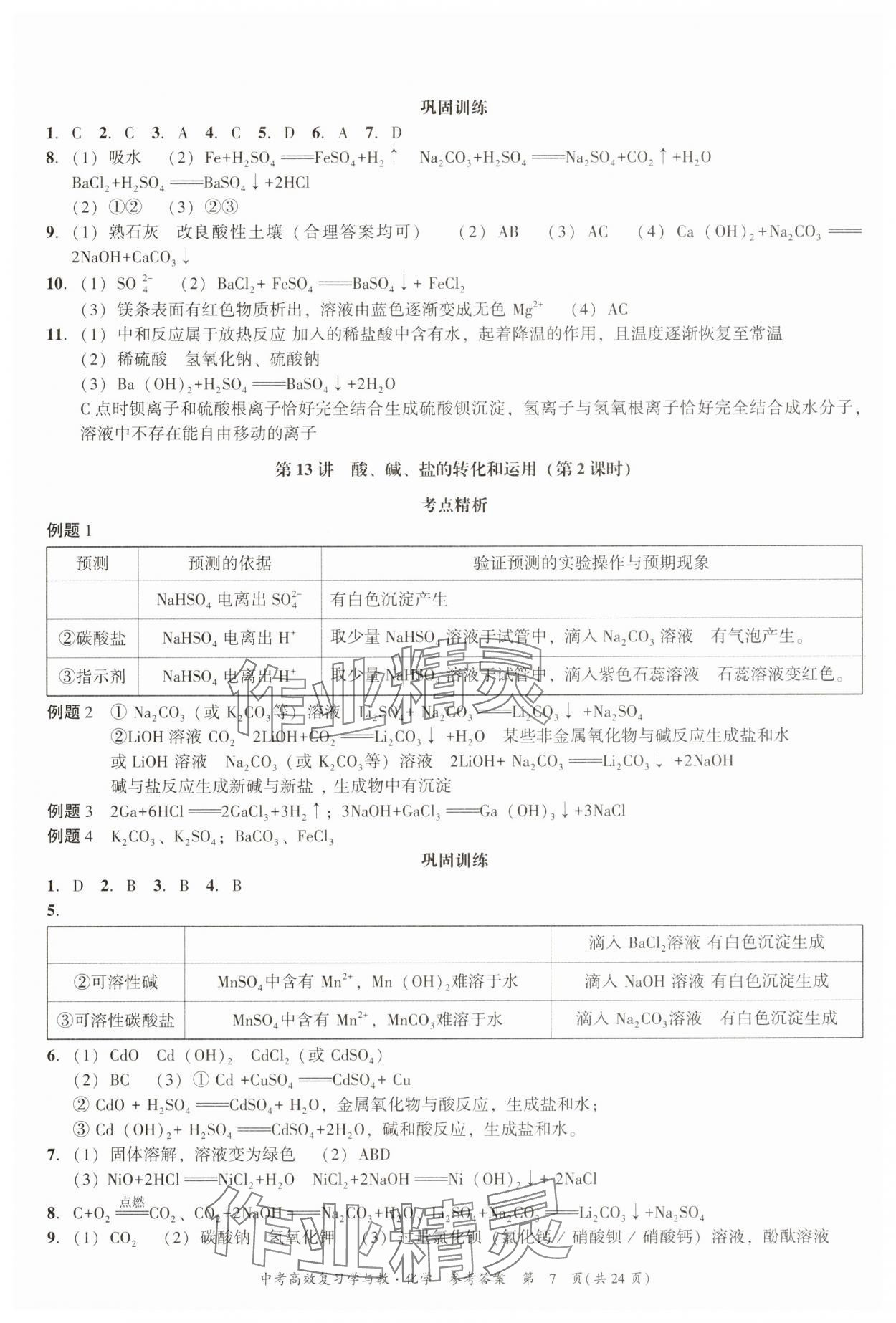 2025年中考高效復習學與教化學廣州專版 參考答案第7頁