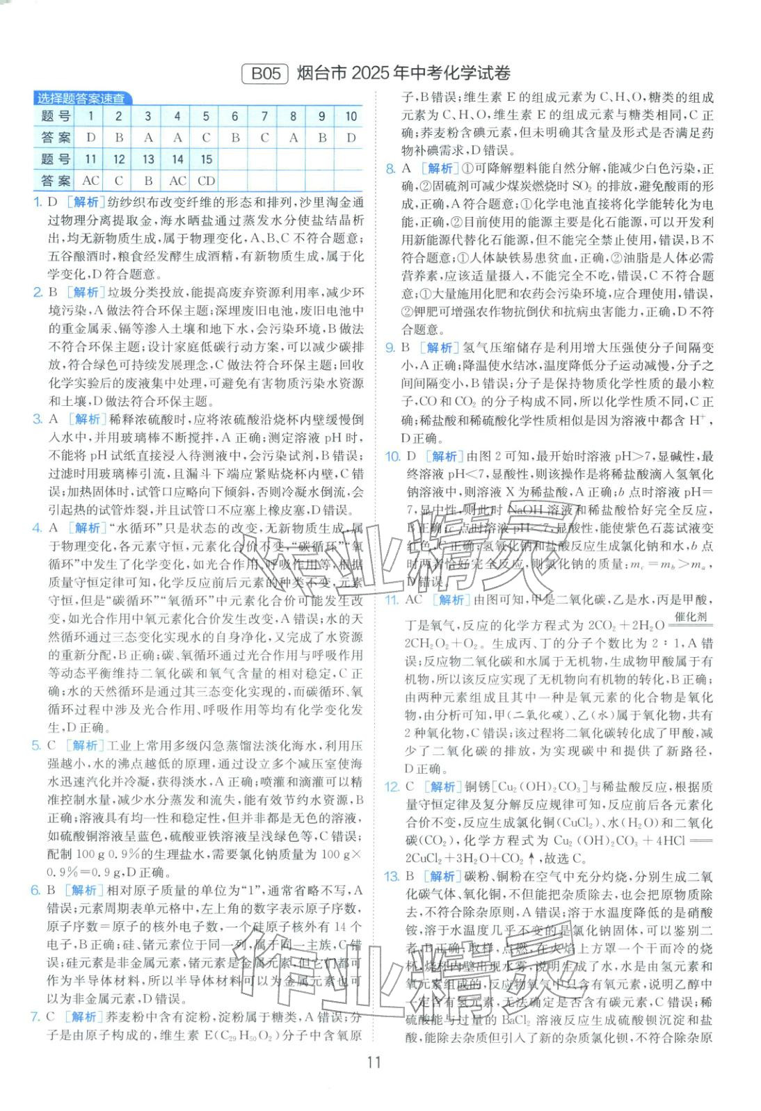 2026年山东省中考试卷精选九年级化学&nbsp;第11页