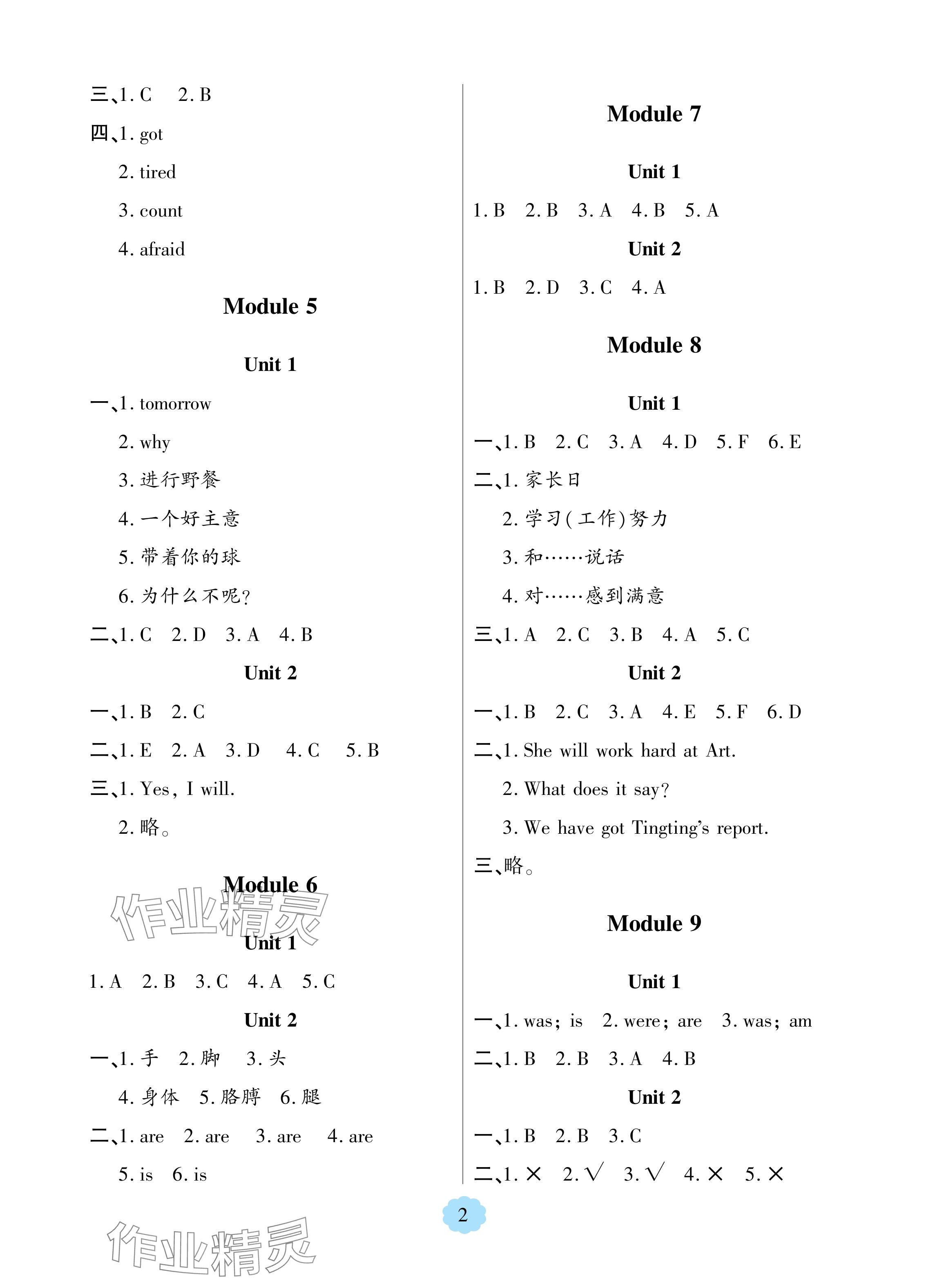 2024年新課堂學(xué)習(xí)與探究三年級英語下冊外研版1年級起 參考答案第2頁