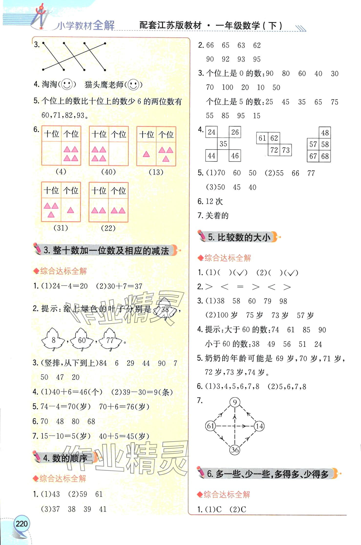 2024年教材全解一年级数学下册苏教版 第3页