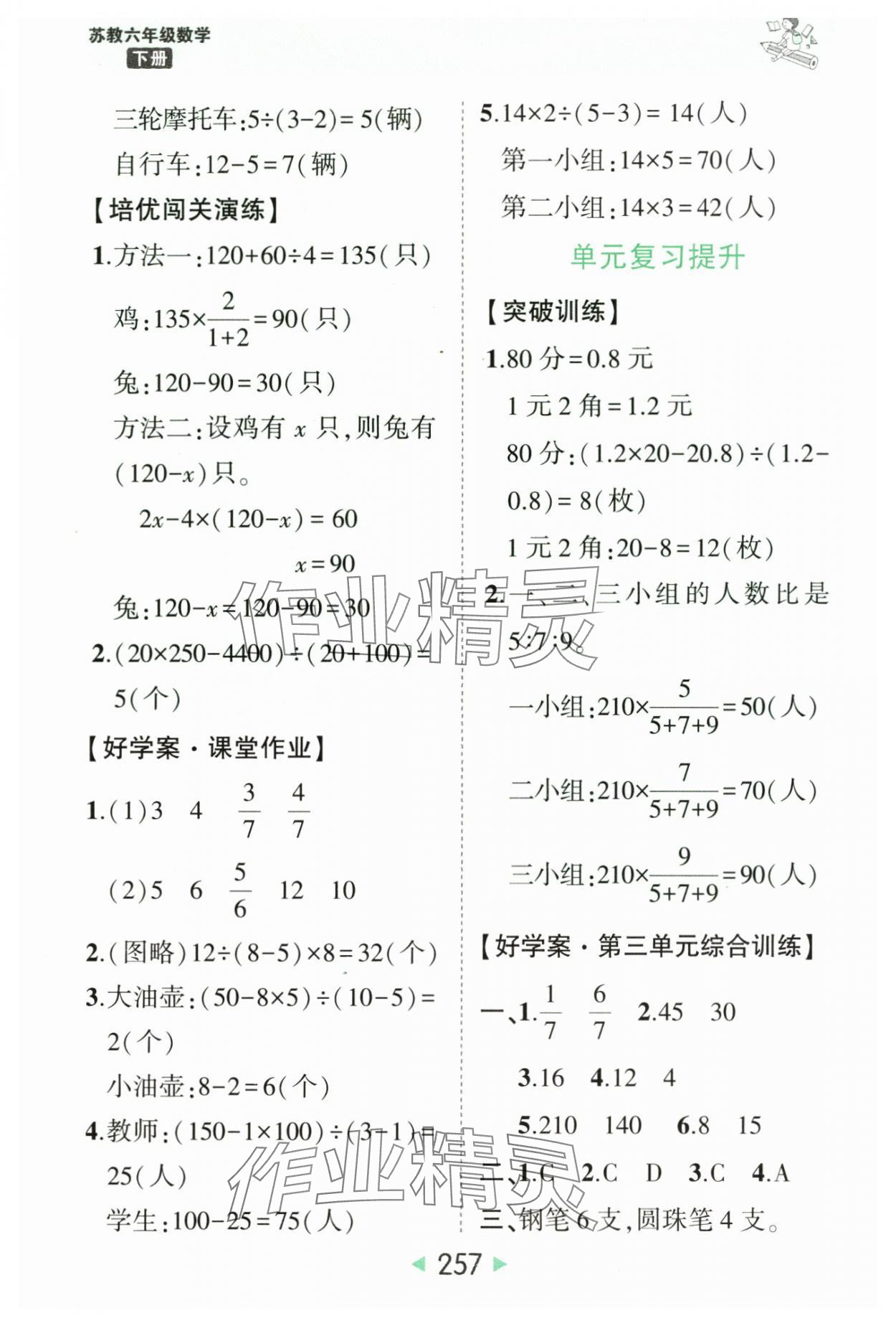 2025年黃岡狀元成才路狀元大課堂六年級數(shù)學(xué)下冊蘇教版 參考答案第7頁