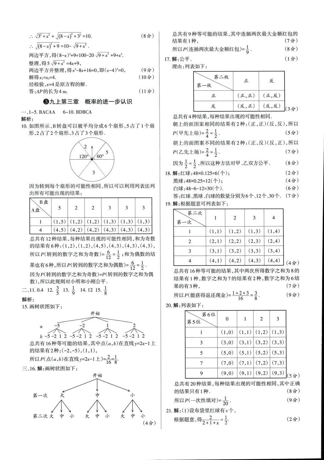 2024年山西名师原创试卷九年级数学全一册北师大版 参考答案第4页