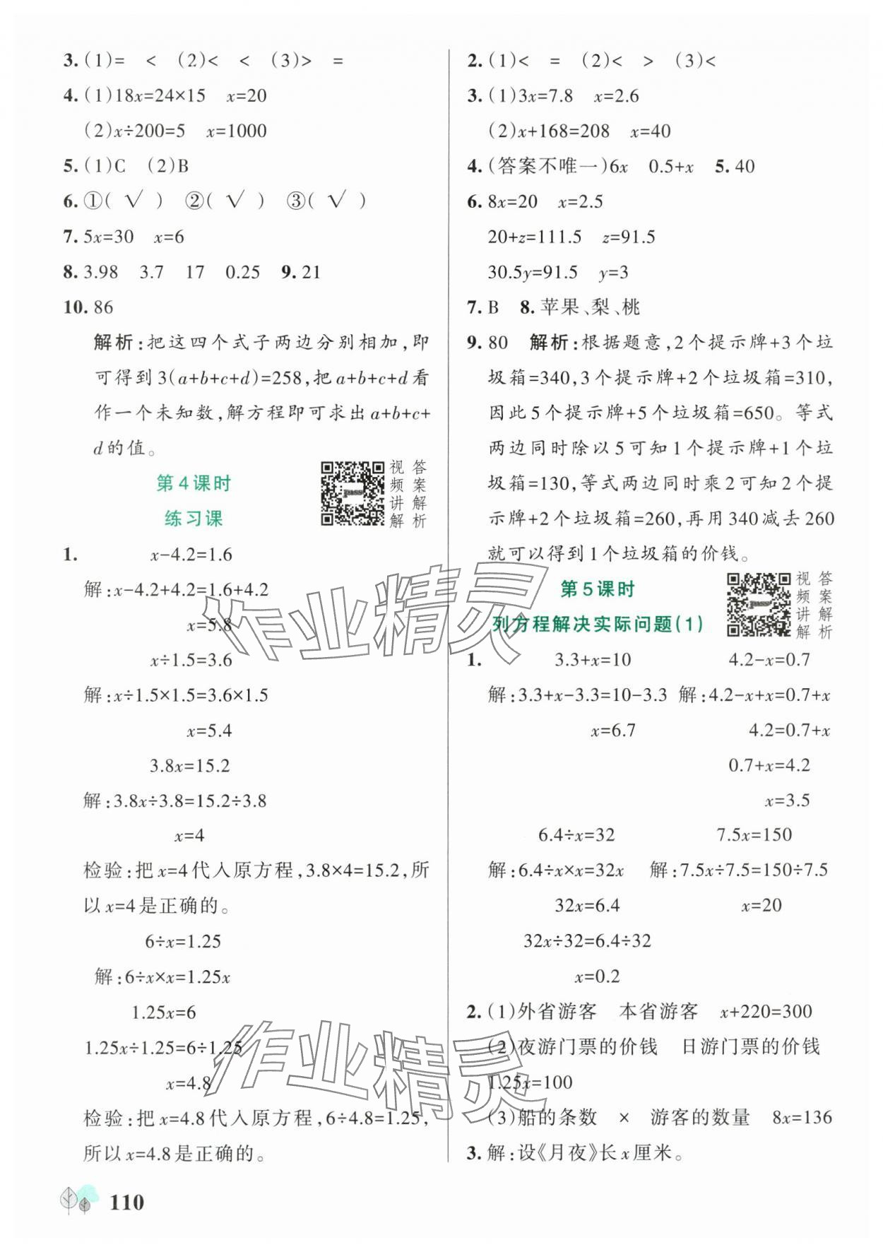 2025年绿卡提优特训五年级数学下册苏教版江苏专版 参考答案第2页