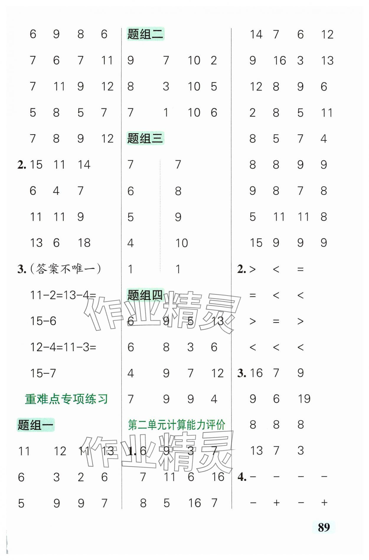 2025年小學(xué)學(xué)霸口算一年級數(shù)學(xué)下冊人教版 參考答案第5頁