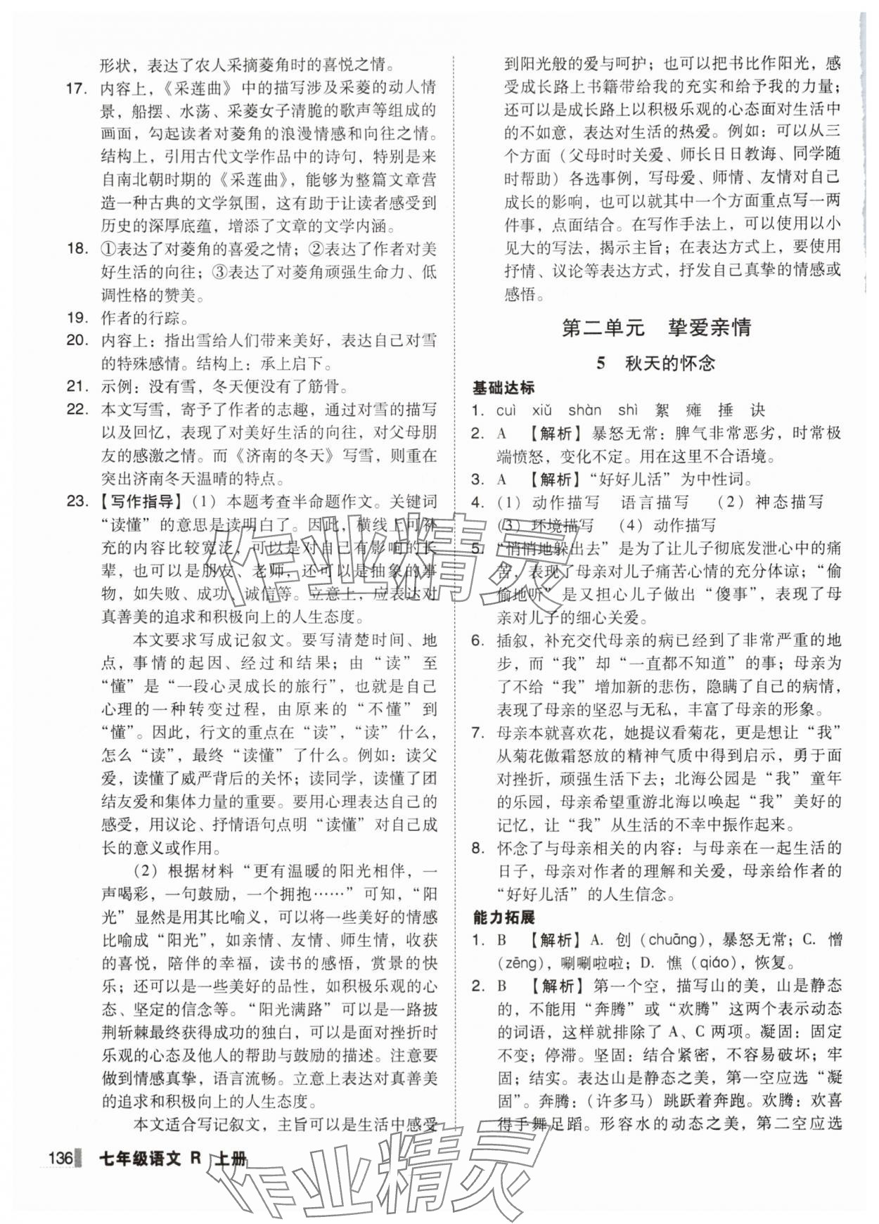 2025年遼寧作業分層培優學案七年級語文上冊人教版 第4頁