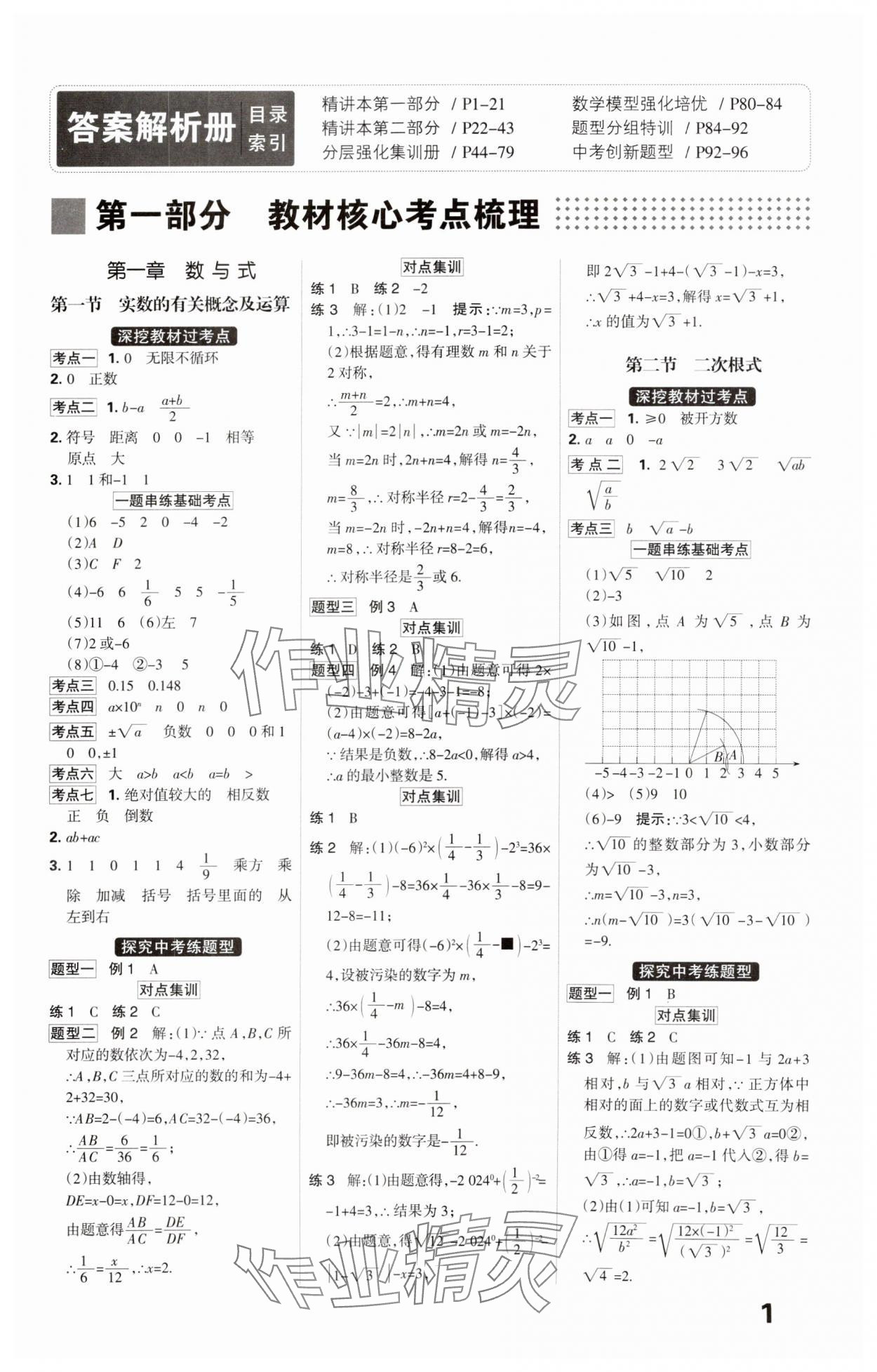 2025年全優(yōu)中考系統(tǒng)總復習數(shù)學河北專用 參考答案第1頁