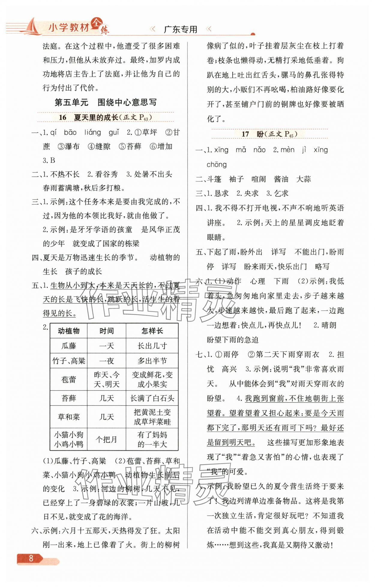 2025年教材全練六年級語文上冊人教版廣東專版 第8頁