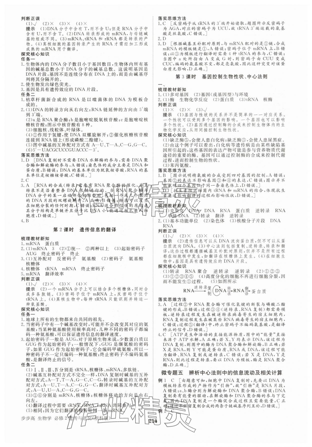 2025年步步高學習筆記高中生物必修2浙科版 參考答案第9頁