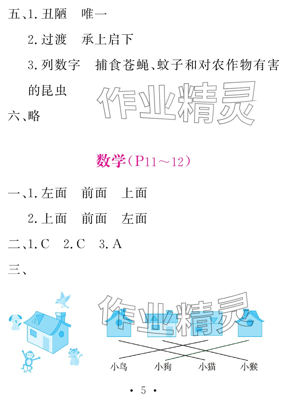 2025年天舟文化精彩暑假團結(jié)出版社四年級綜合 參考答案第5頁