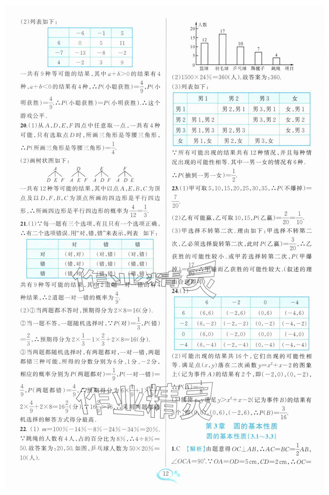 2024年走進(jìn)重高培優(yōu)測(cè)試九年級(jí)數(shù)學(xué)全一冊(cè)浙教版 參考答案第12頁