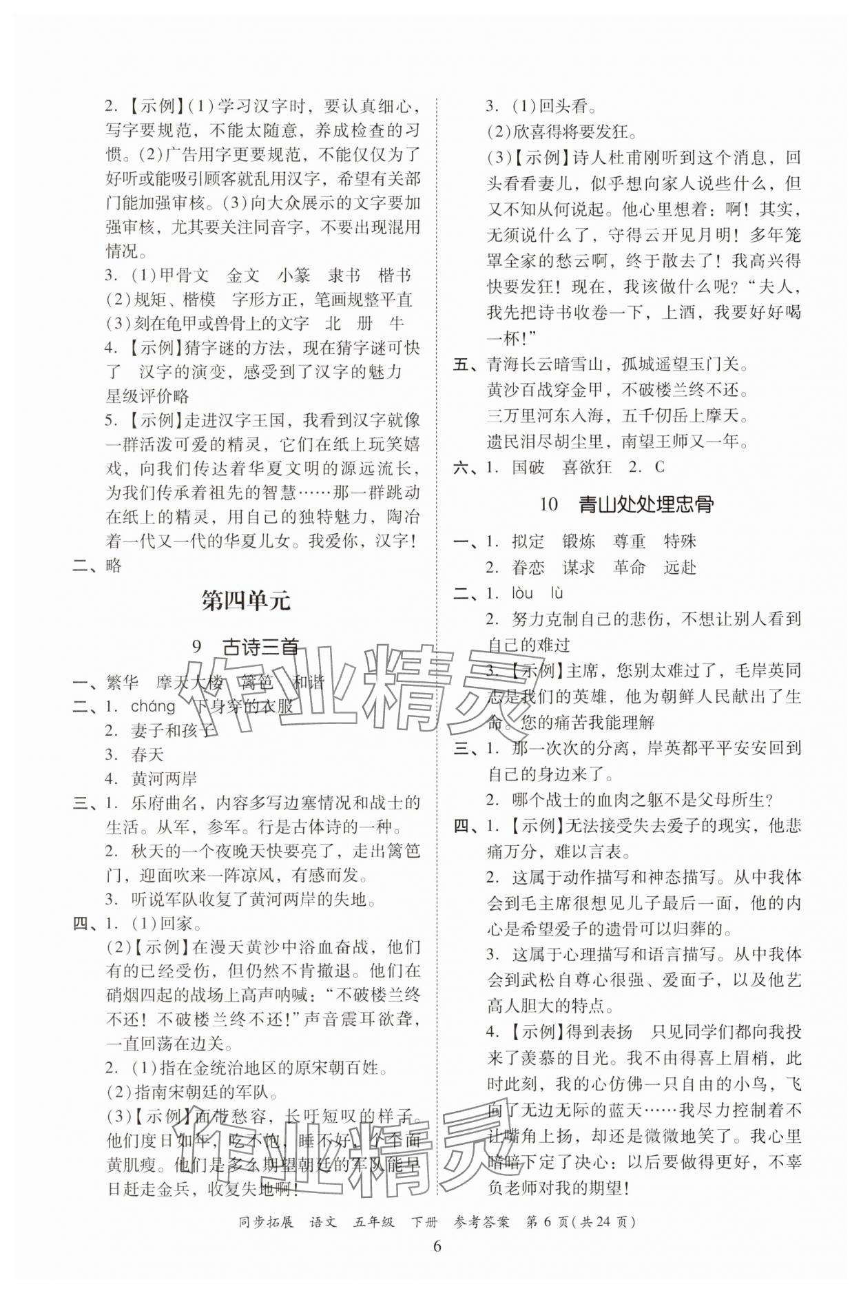 2025年同步拓展五年級(jí)語文下冊(cè)人教版中山專版 第6頁
