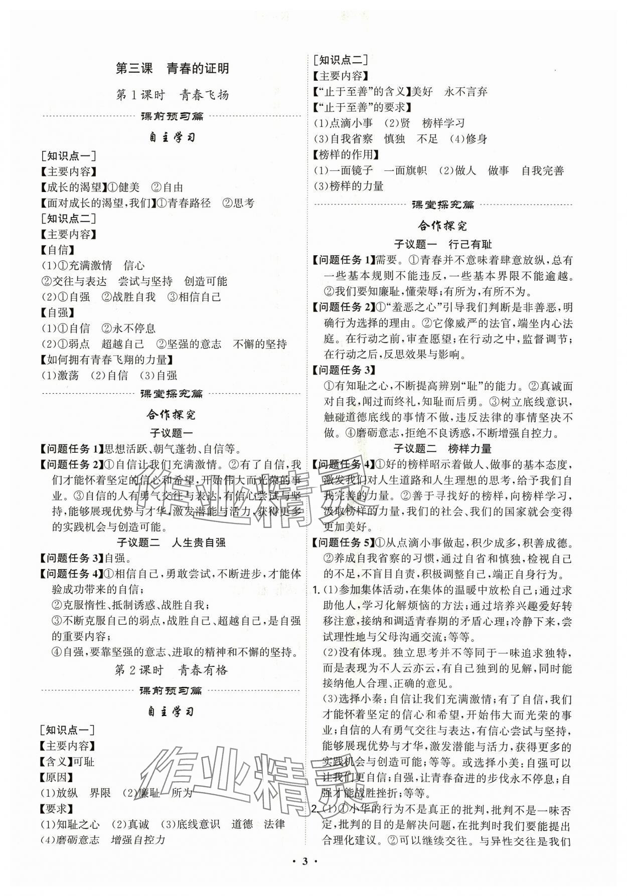 2024年精準(zhǔn)同步七年級道德與法治下冊廣州專版 第3頁