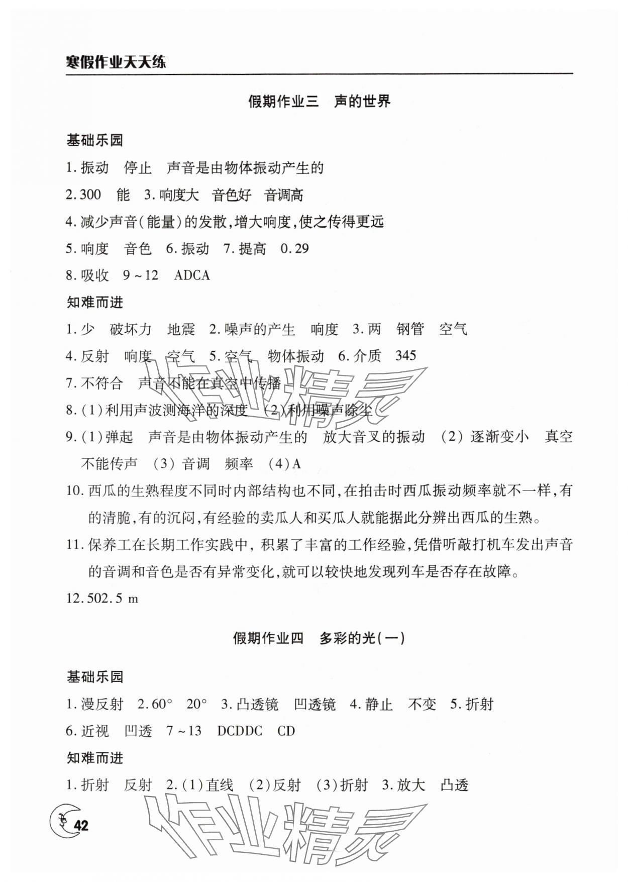 2025年寒假作業(yè)天天練文心出版社八年級(jí)物理滬科版 第2頁(yè)