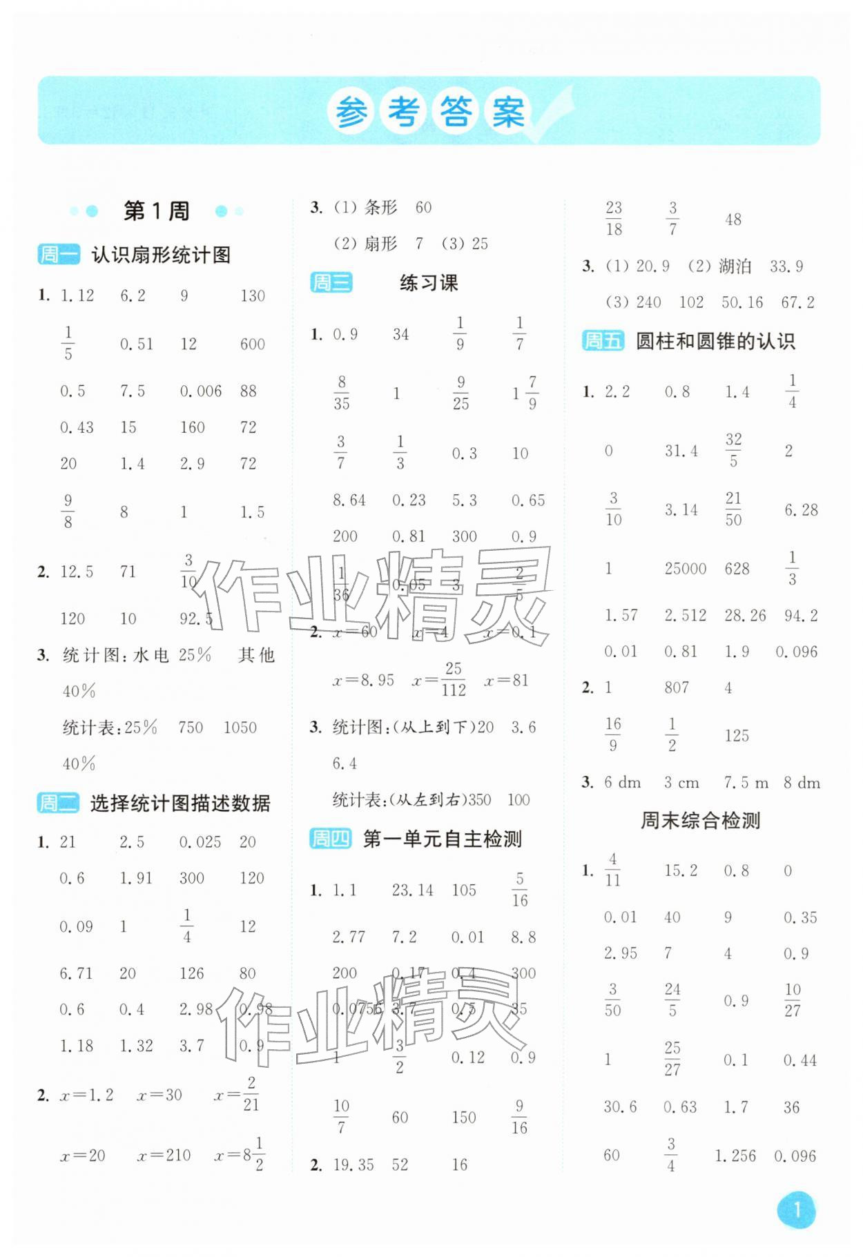 2026年亮点给力计算大通关六年级数学下册苏教版&nbsp;第1页