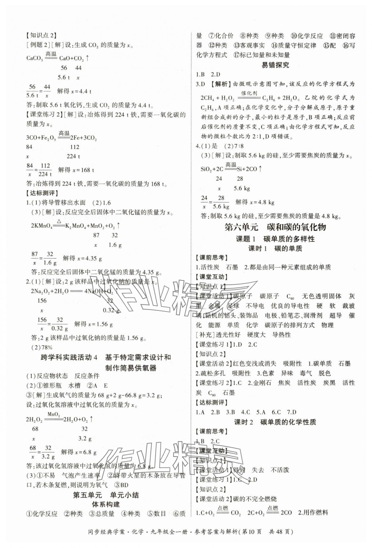 2025年同步經(jīng)典學(xué)案九年級化學(xué)全一冊人教版 第10頁