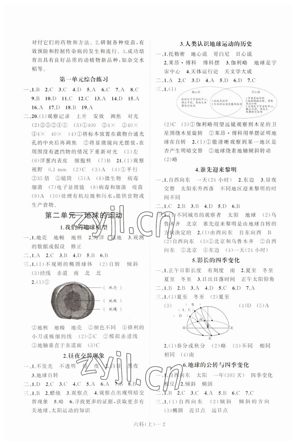 2023年小学学习好帮手六年级科学上册教科版 参考答案第2页