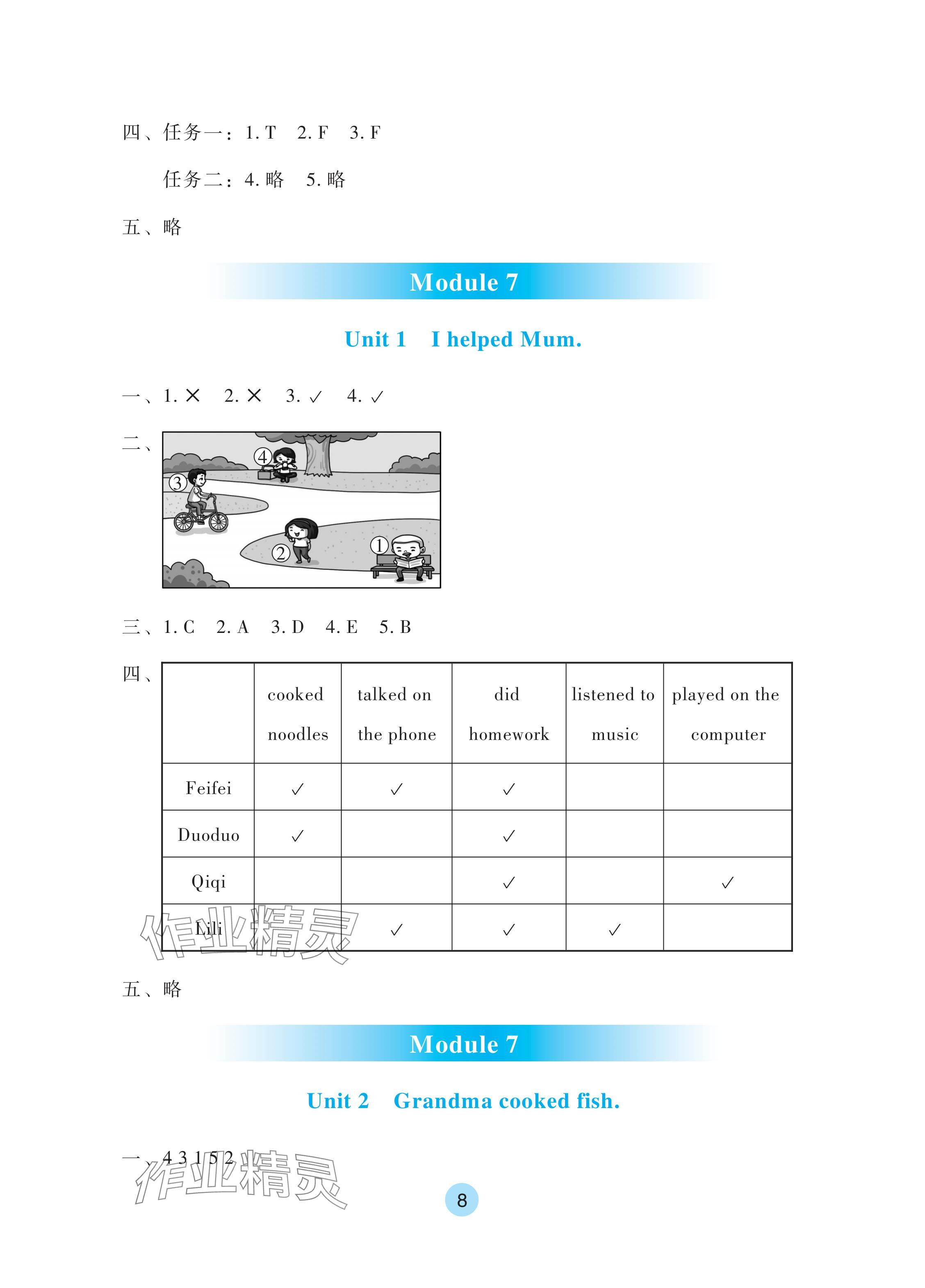 2024年學(xué)生基礎(chǔ)性作業(yè)四年級英語下冊外研版 參考答案第8頁