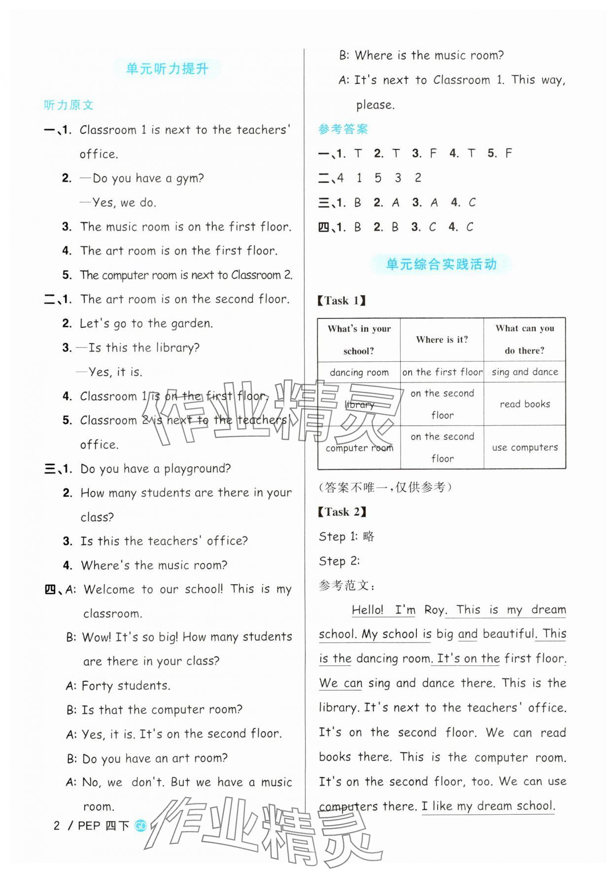 2025年陽光同學(xué)課時(shí)優(yōu)化作業(yè)四年級(jí)英語下冊人教版廣東專版 參考答案第2頁