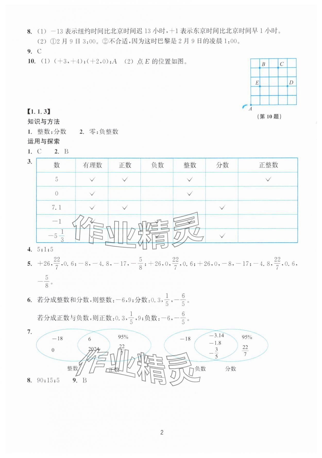 2025年学能评价七年级数学上册浙教版 参考答案第2页