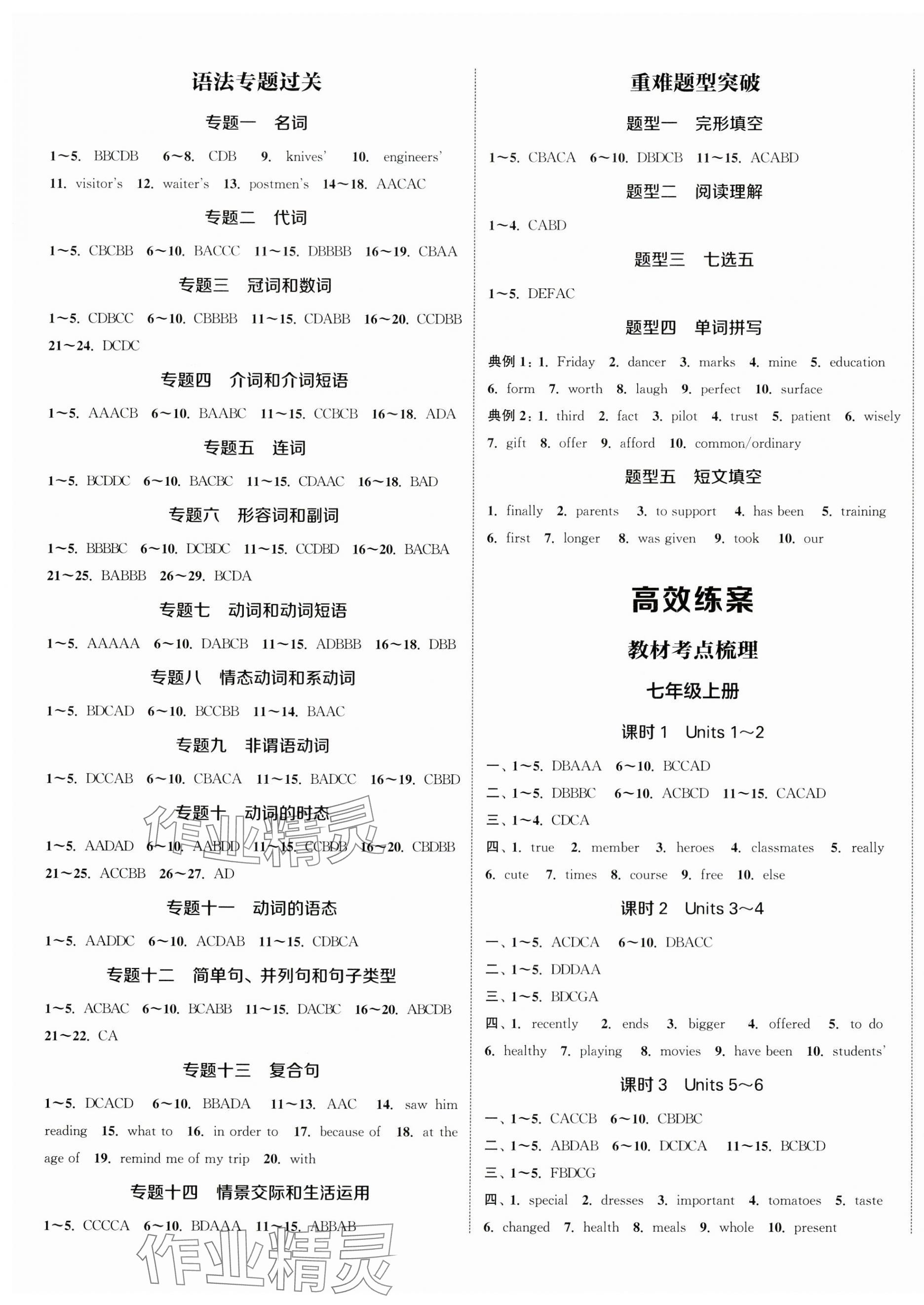 2024年通城1典中考复习方略英语宿迁专版 参考答案第5页