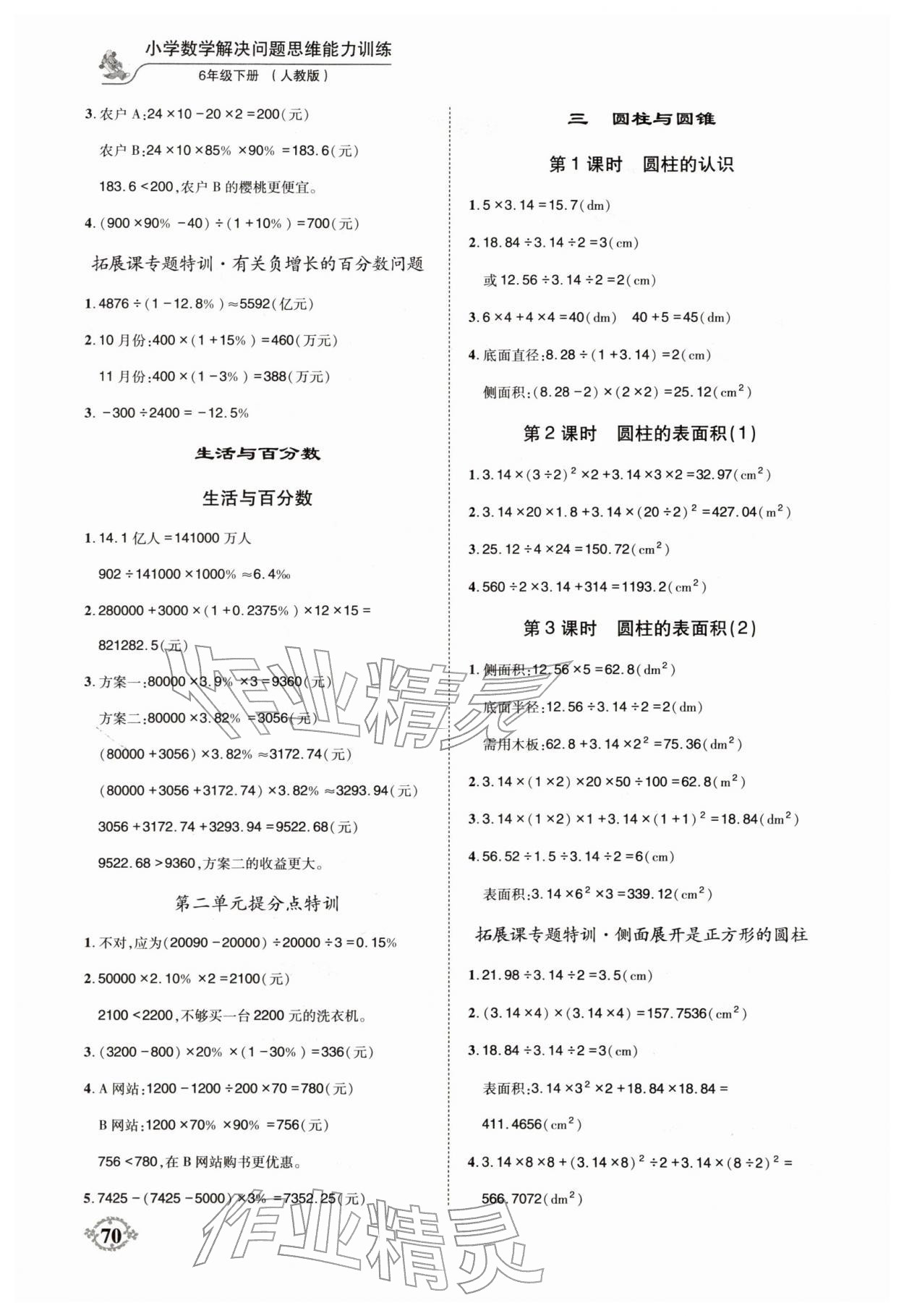 2026年解决问题思维能力训练六年级数学下册人教版&nbsp;第2页