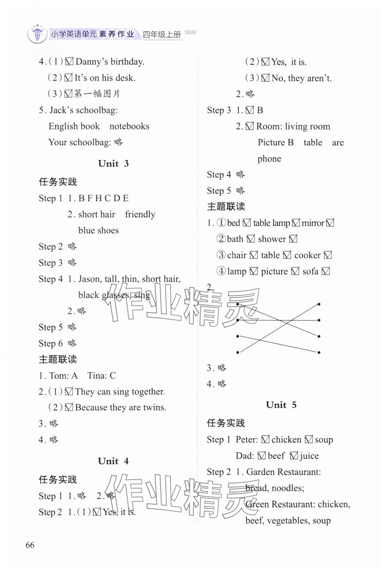 2023年小学单元素养作业四年级英语上册人教版 第2页