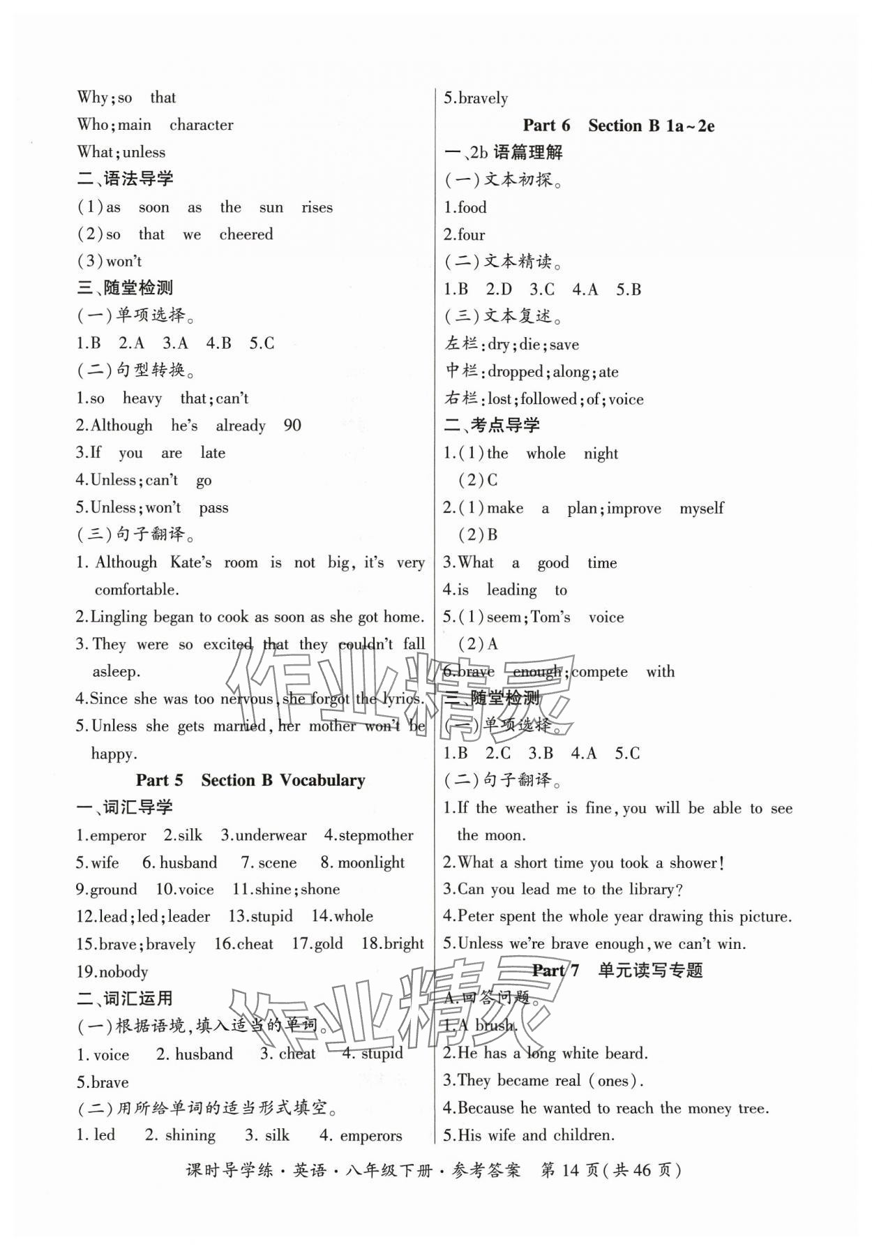 2024年課時(shí)導(dǎo)學(xué)練八年級(jí)英語(yǔ)下冊(cè)人教版廣東專版 第14頁(yè)