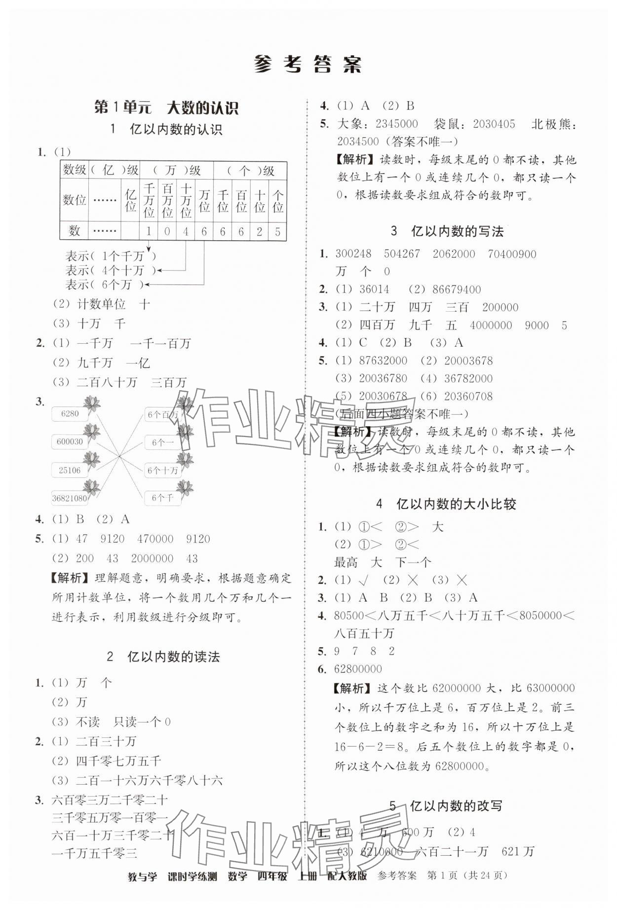 2024年教與學(xué)課時(shí)學(xué)練測(cè)四年級(jí)數(shù)學(xué)上冊(cè)人教版 第1頁(yè)