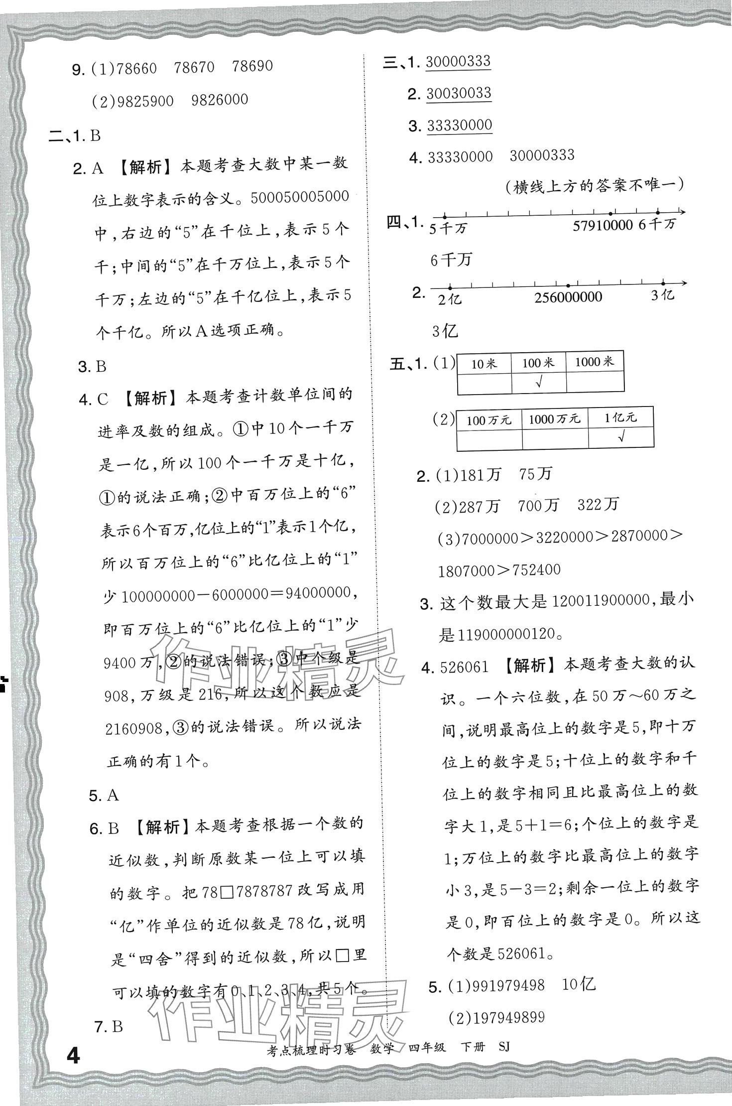 2024年王朝霞考点梳理时习卷四年级数学下册苏教版 第4页