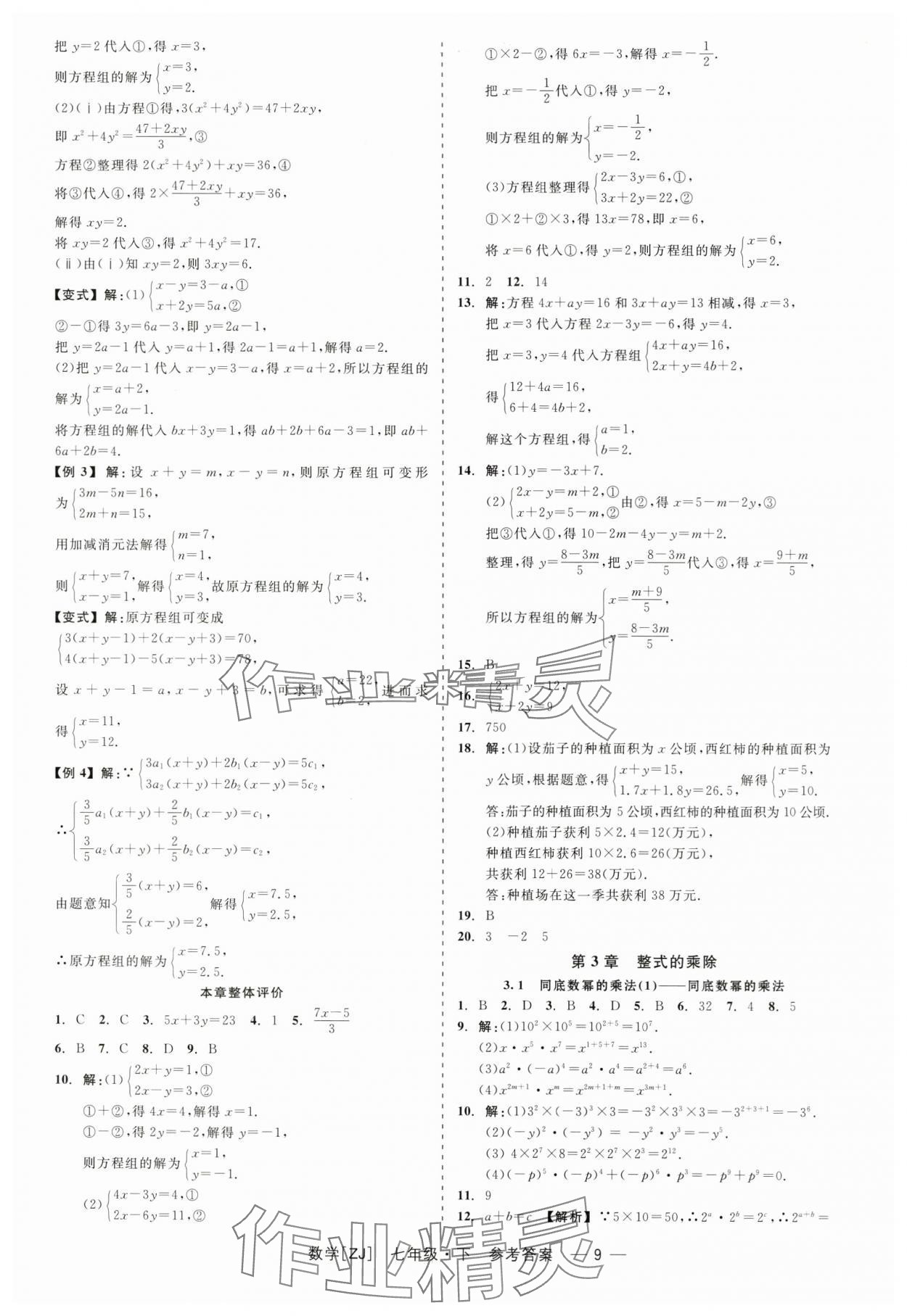 2024年精彩练习就练这一本七年级数学下册浙教版 第9页