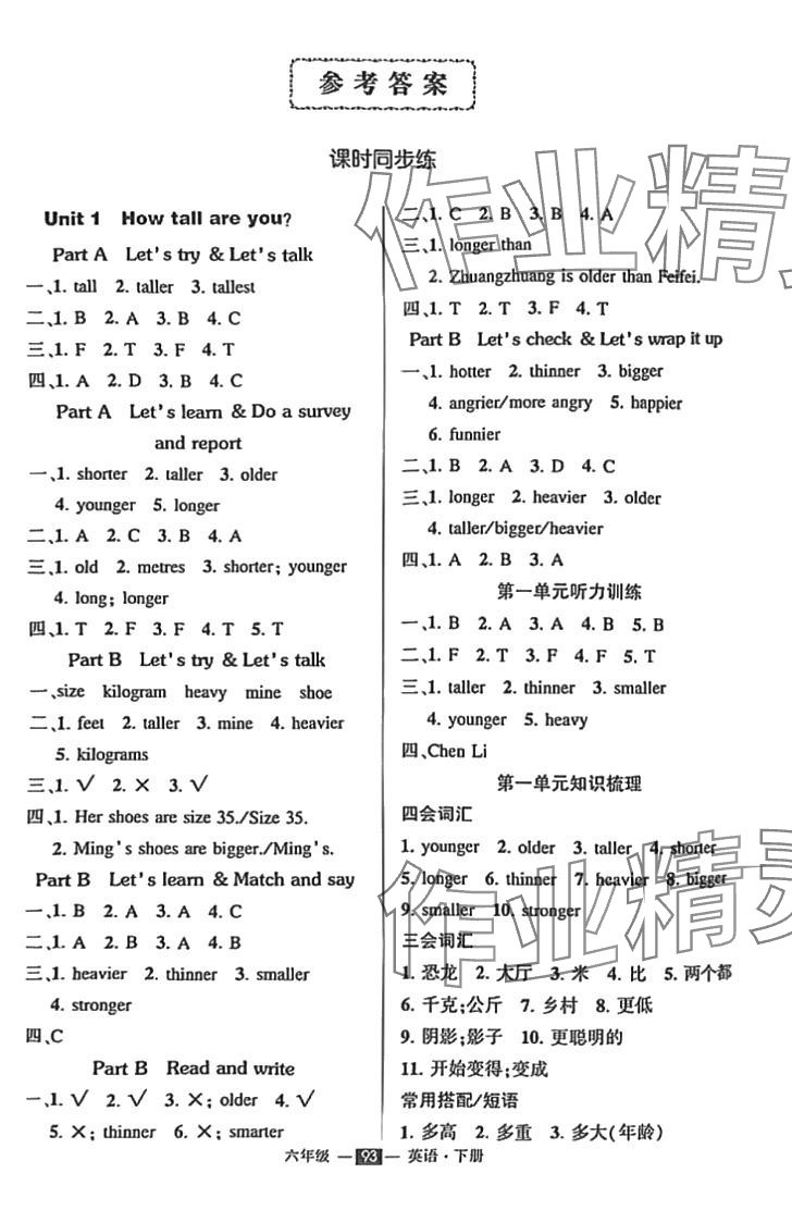 2024年狀元成才路創(chuàng)優(yōu)作業(yè)100分六年級英語下冊人教版 第1頁