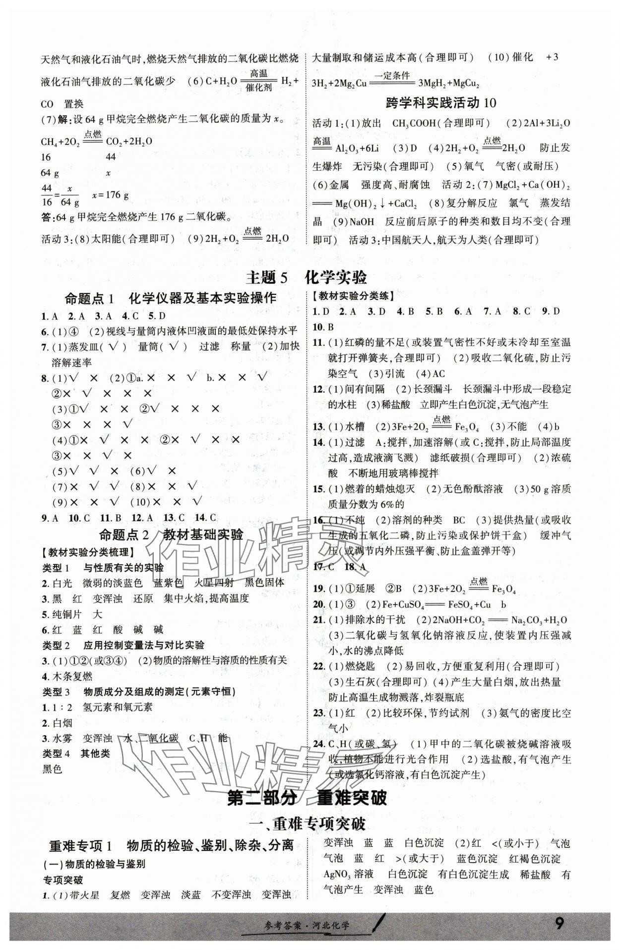 2025年一战成名考前新方案化学河北中考 参考答案第8页