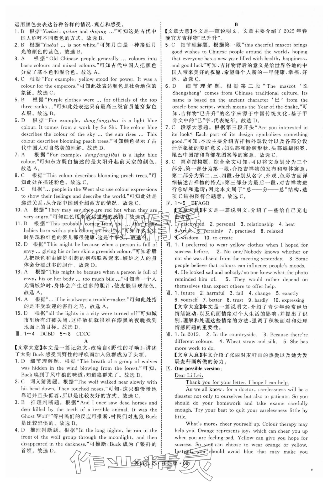 2025年學霸題中題九年級英語上冊譯林版 第9頁