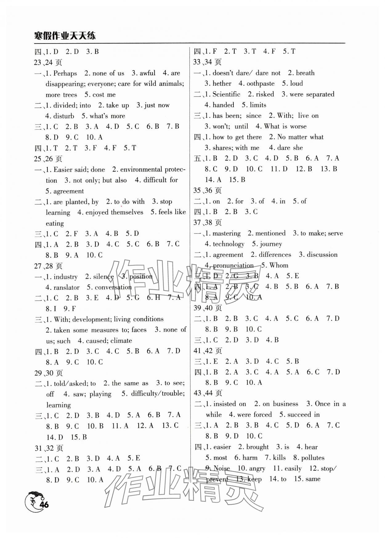 2025年寒假作业天天练文心出版社九年级英语全一册仁爱版 第2页
