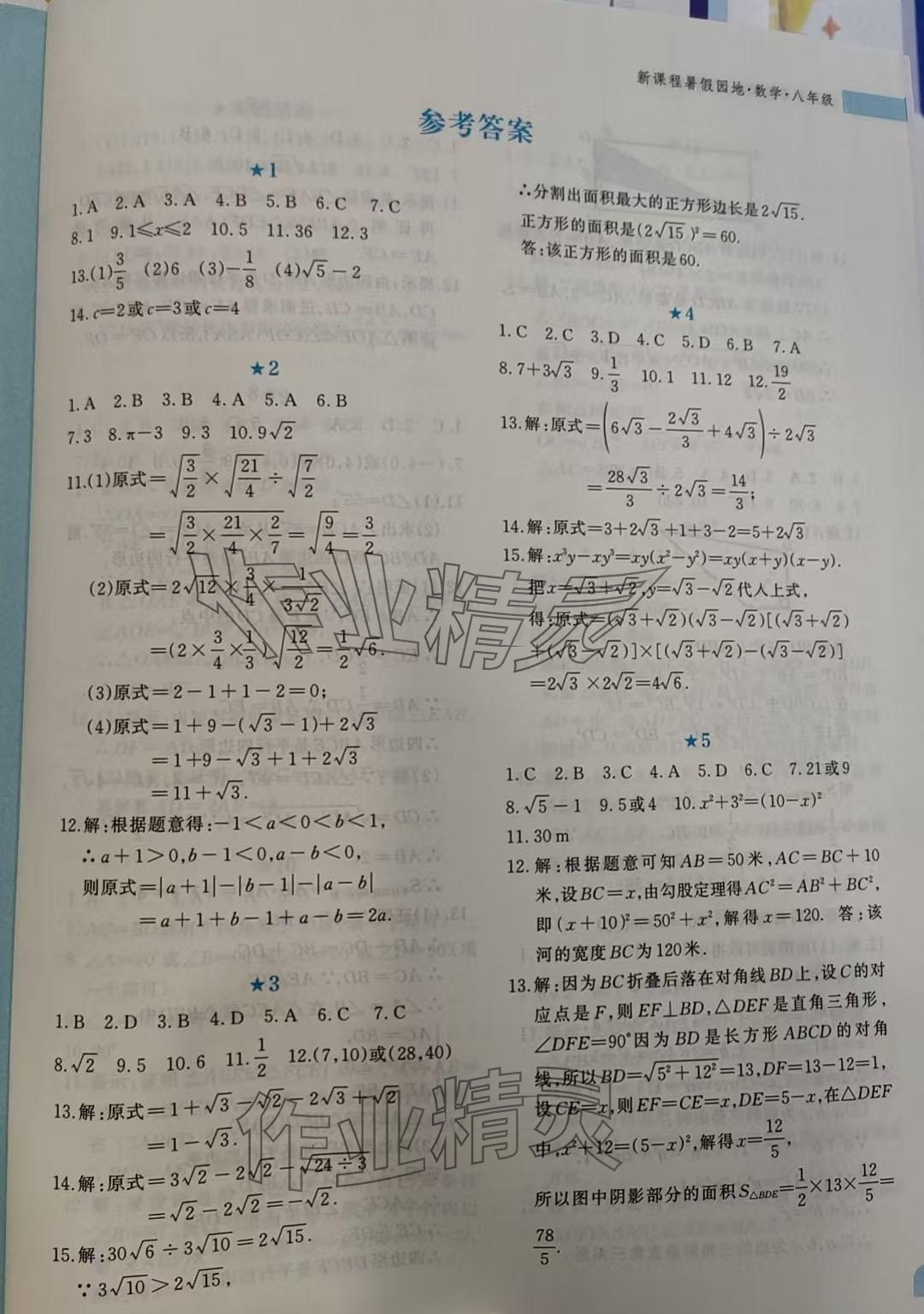 2025年新課程暑假園地八年級數(shù)學 第1頁