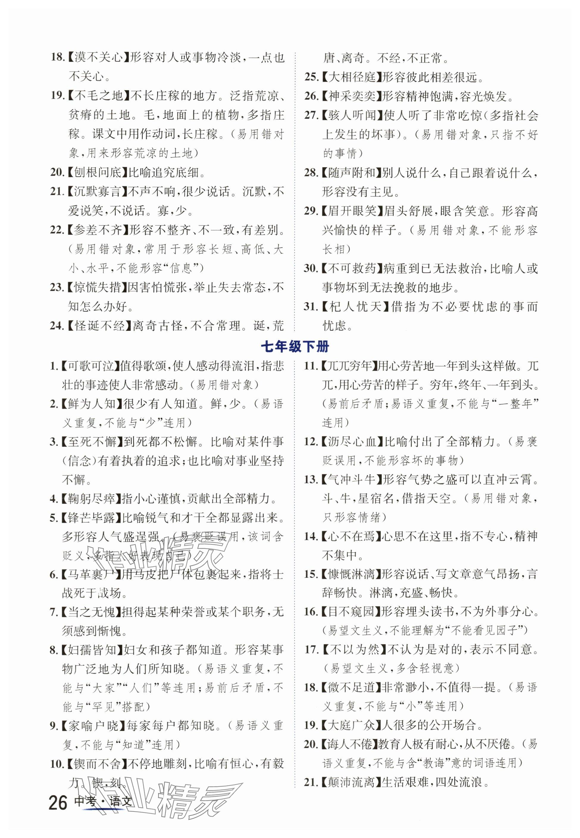 2024年國華圖書中考拐點(diǎn)語文南充專版 參考答案第26頁