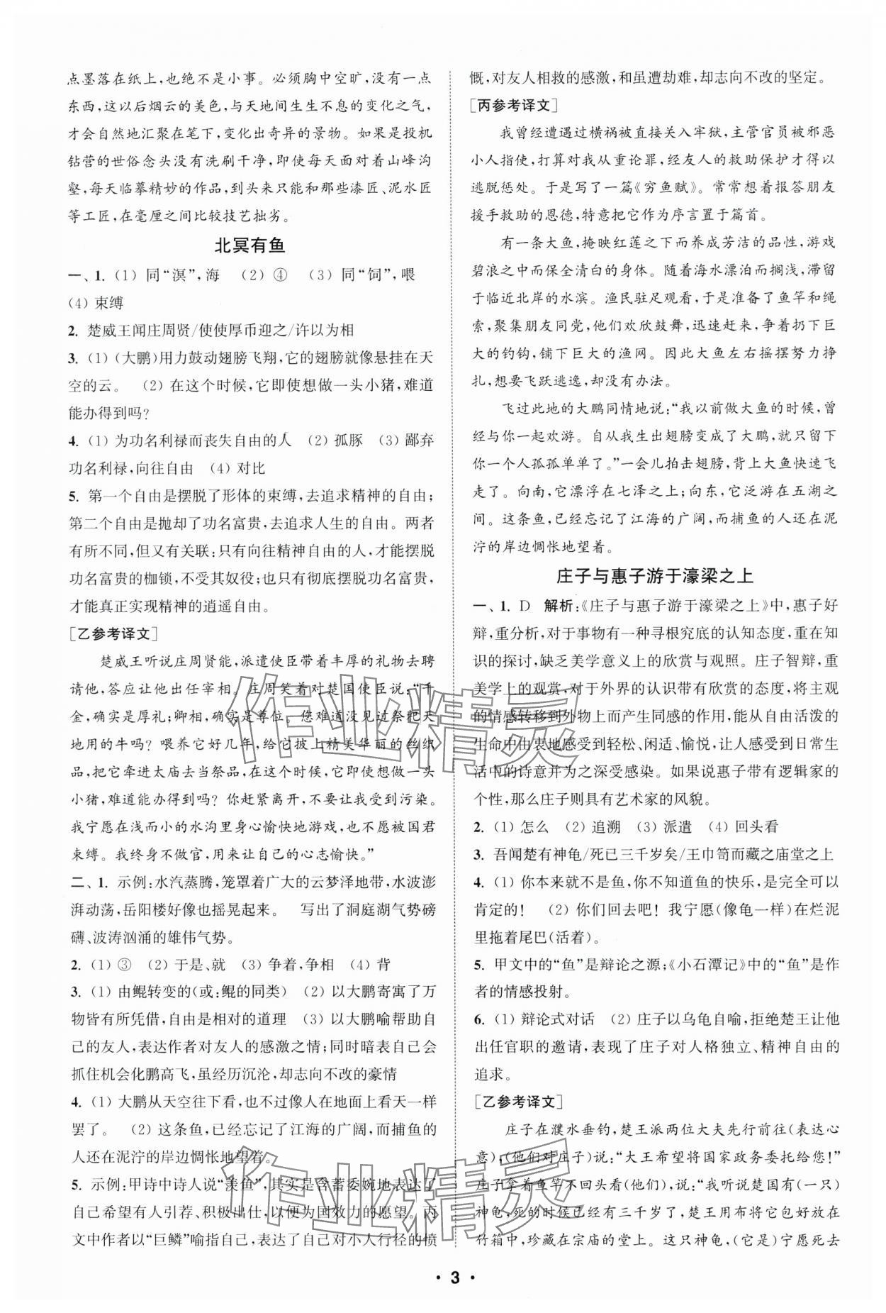 2025年通城學(xué)典初中語文閱讀組合訓(xùn)練八年級下冊浙江專版 參考答案第3頁