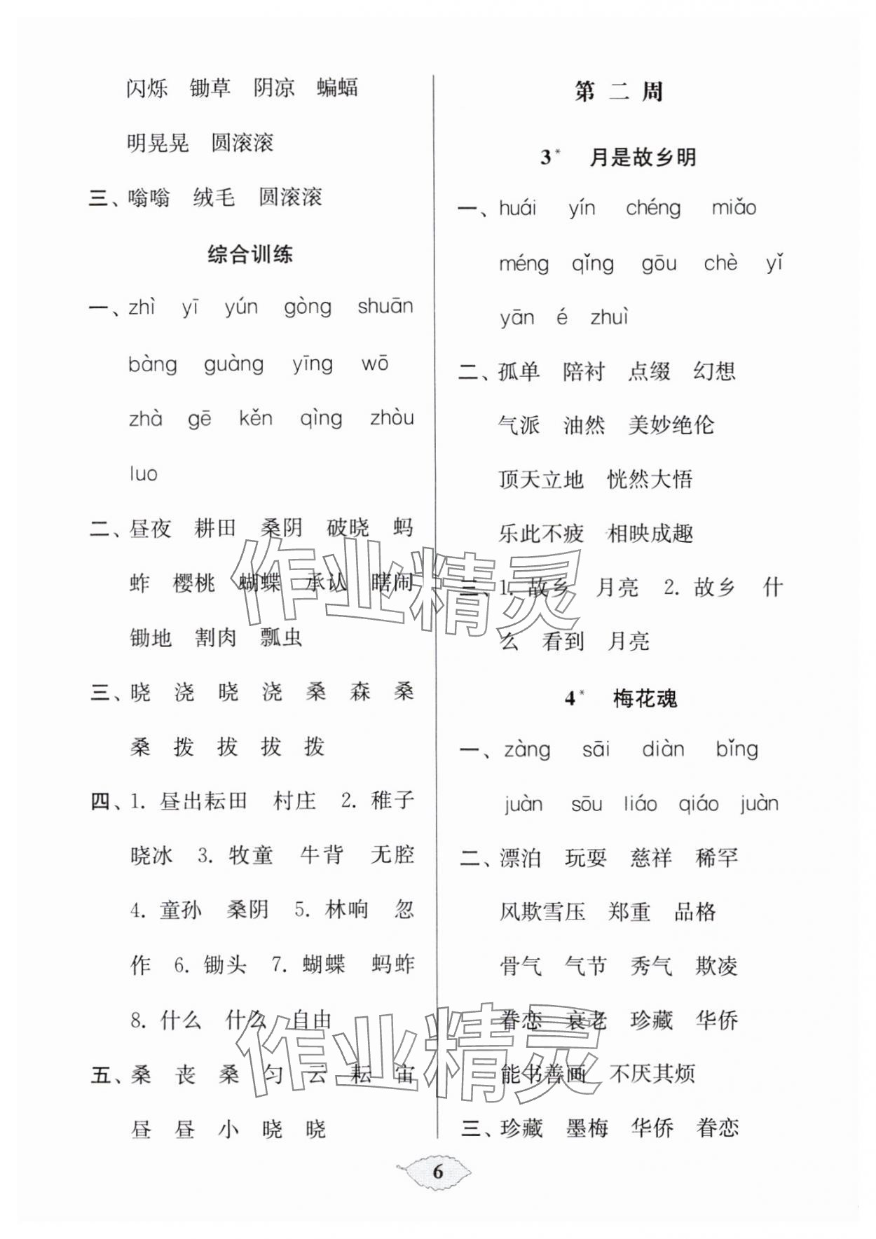 2025年默寫天天練每日5分鐘五年級語文下冊人教版 參考答案第6頁