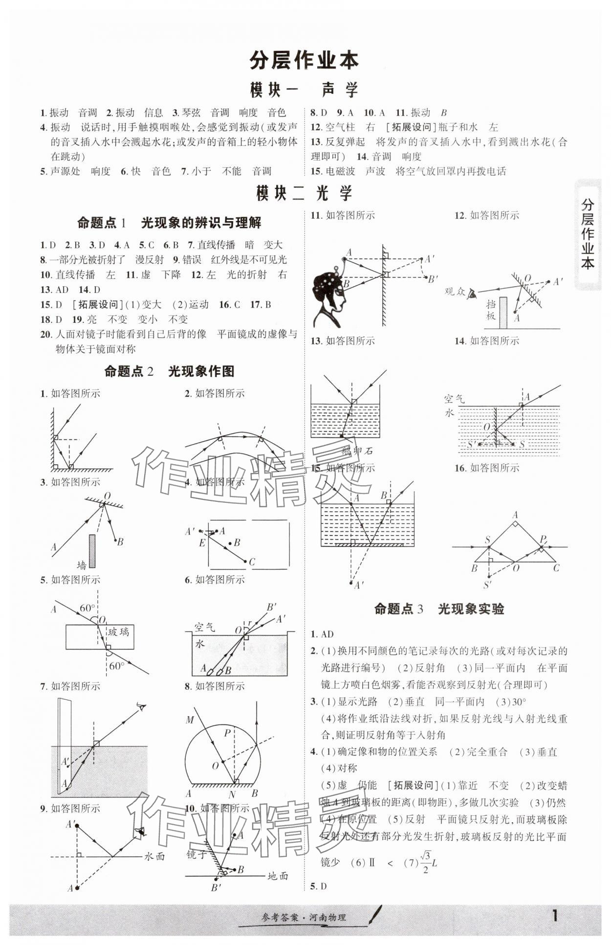 2025年一战成名考前新方案物理河南专版 参考答案第1页