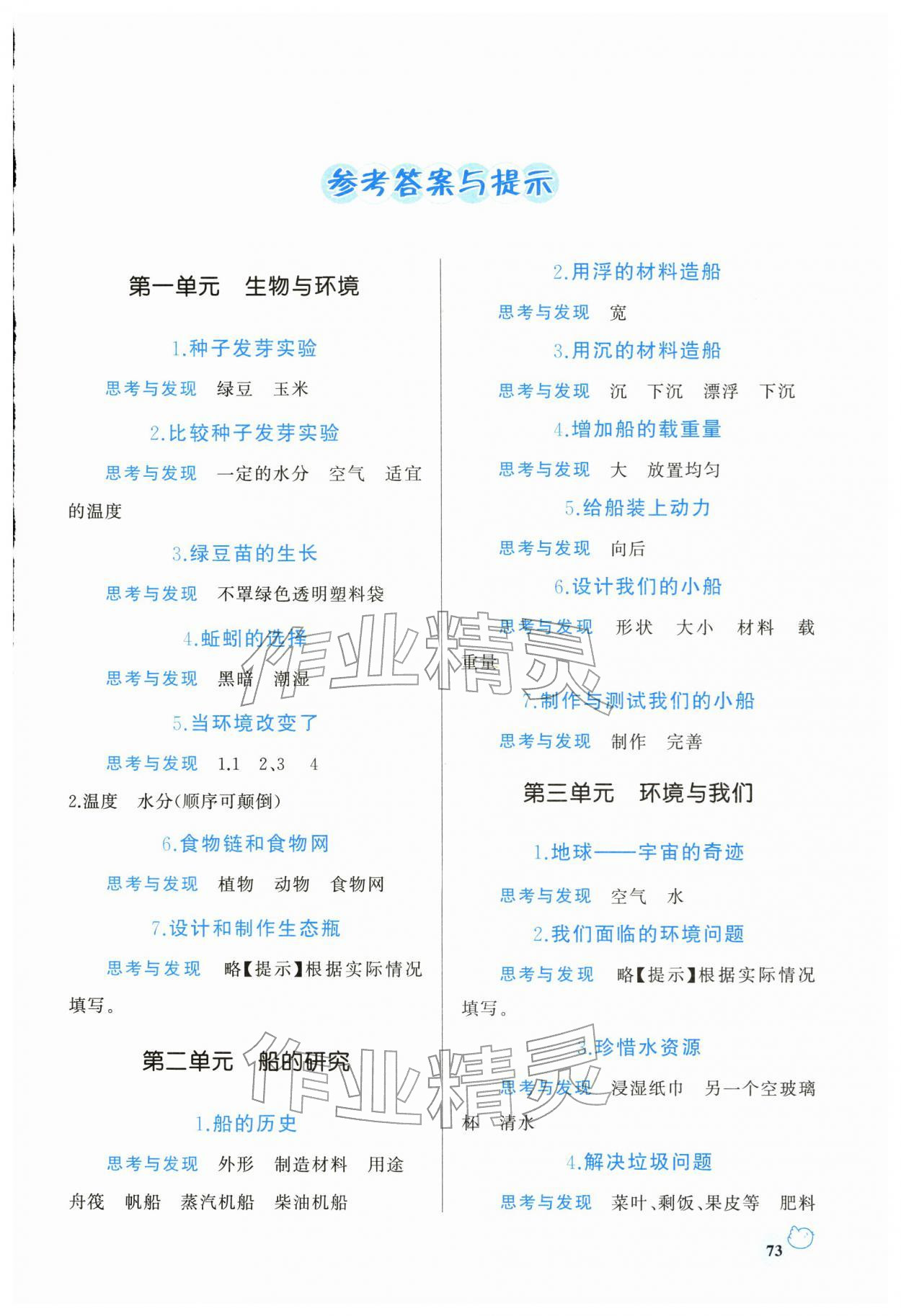 2026年绩优学案五年级科学下册教科版&nbsp;第1页