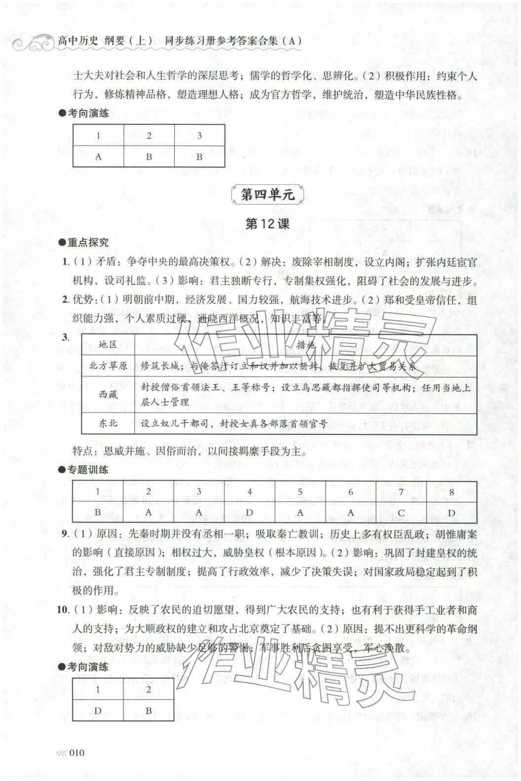 2025年同步练习册岳麓书社高中历史必修上册人教版A专版山东专版&nbsp;第10页