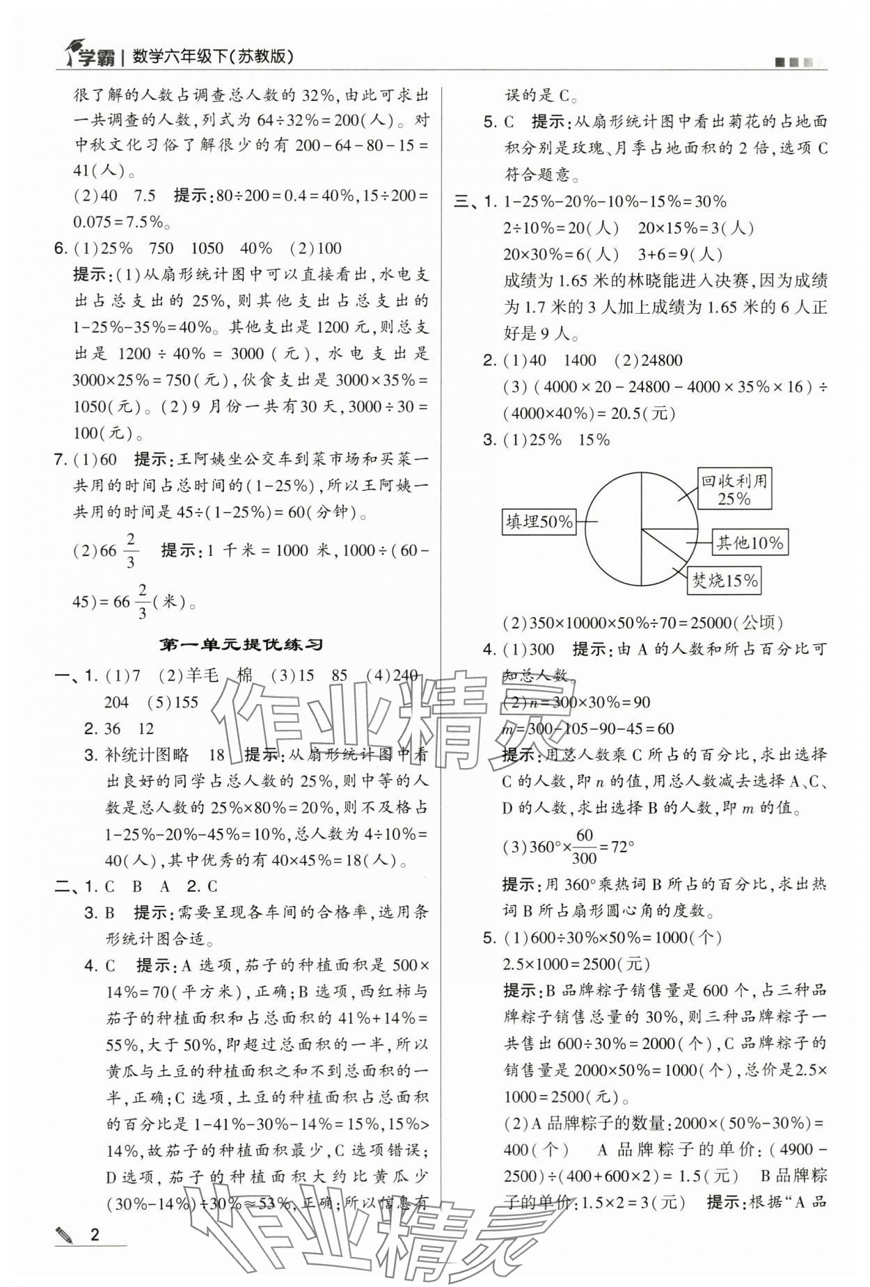 2024年喬木圖書學霸六年級數(shù)學下冊蘇教版 第2頁