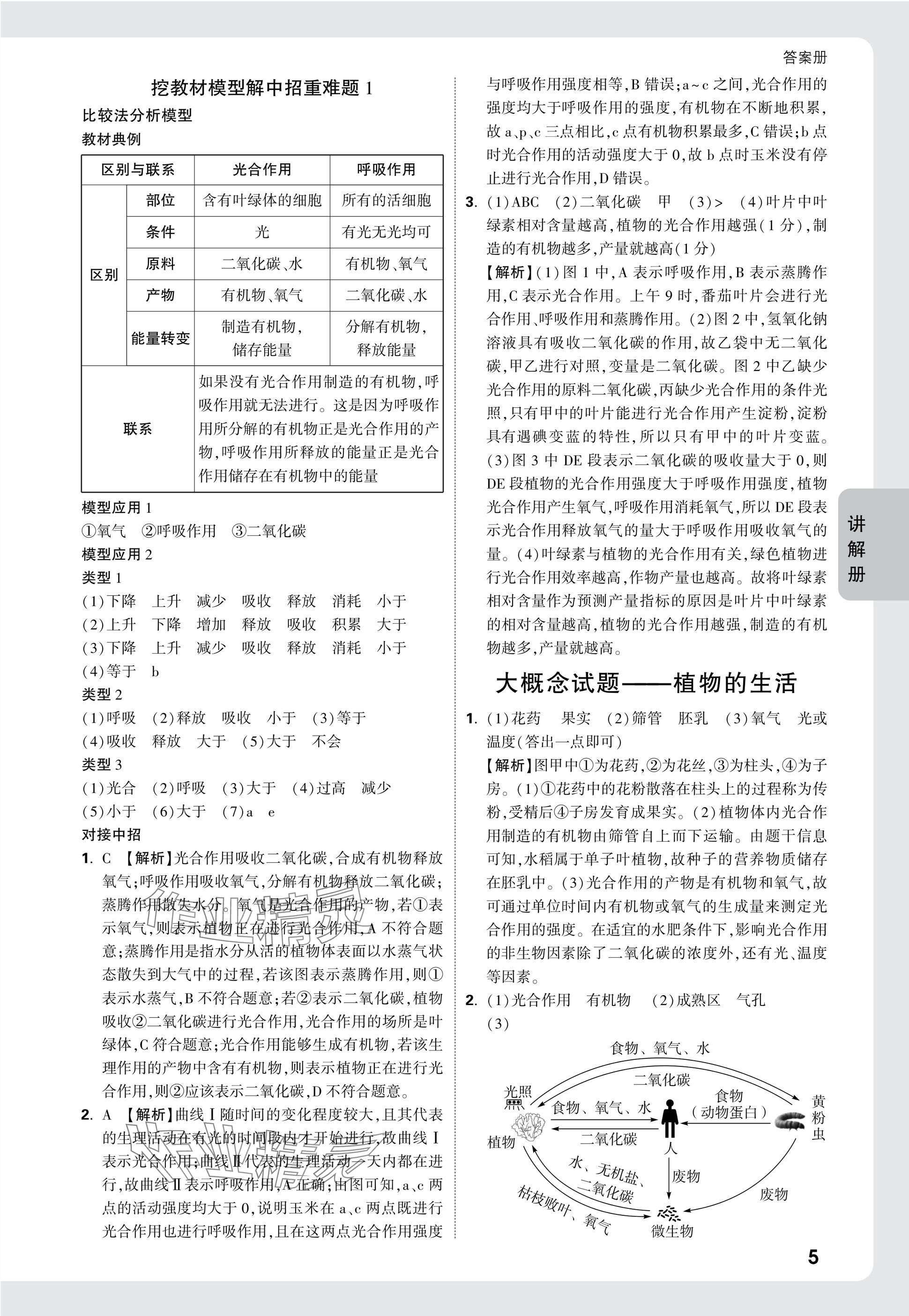 2025年中考面對(duì)面生物河南專版 參考答案第5頁(yè)