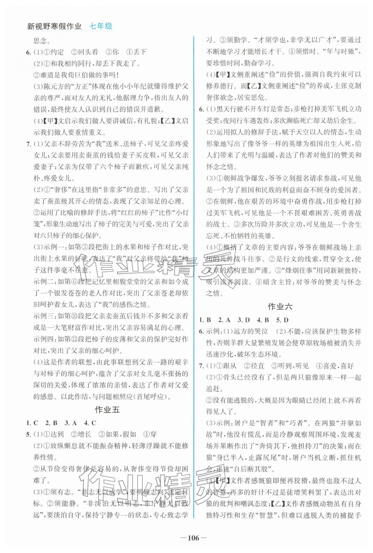 2026年新视野寒假作业七年级综合&nbsp;第2页